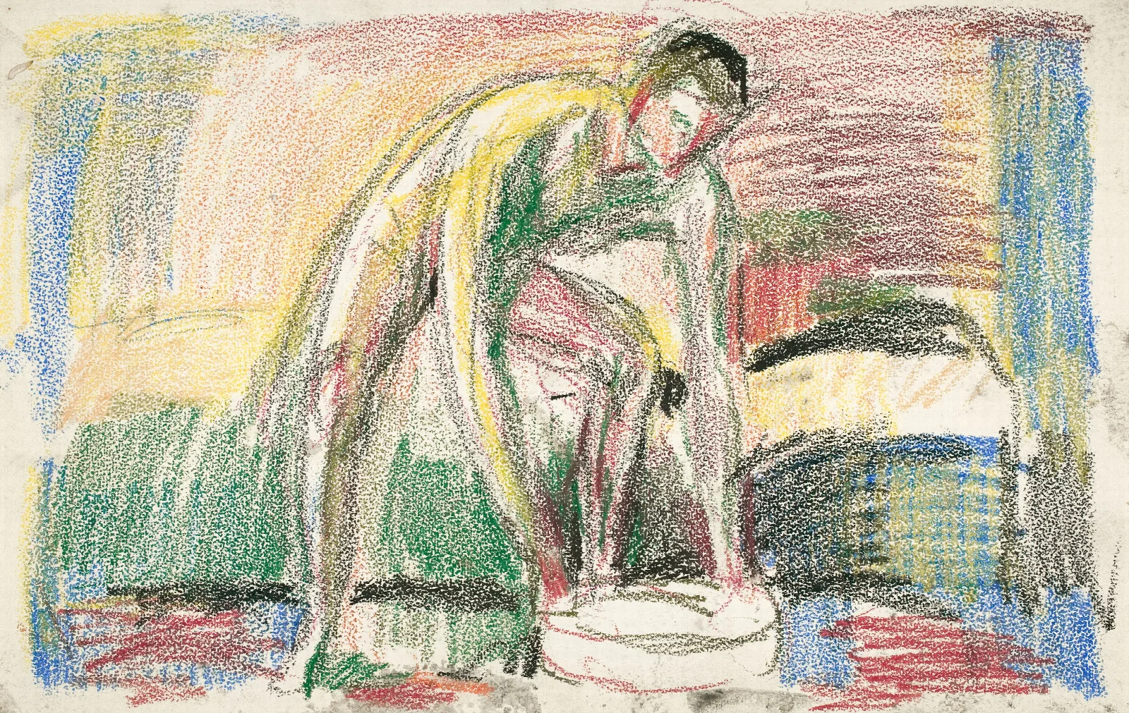 Naken Mann Vasker Fottene Wall Art by Edvard Munch - Canvas Print