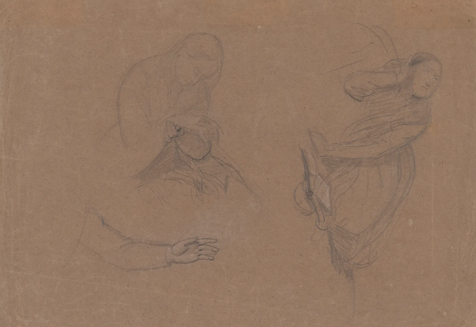 Sketches Of Mary Magdalene To The Composition Entombment Wall Art by Józef Simmler - Canvas Print