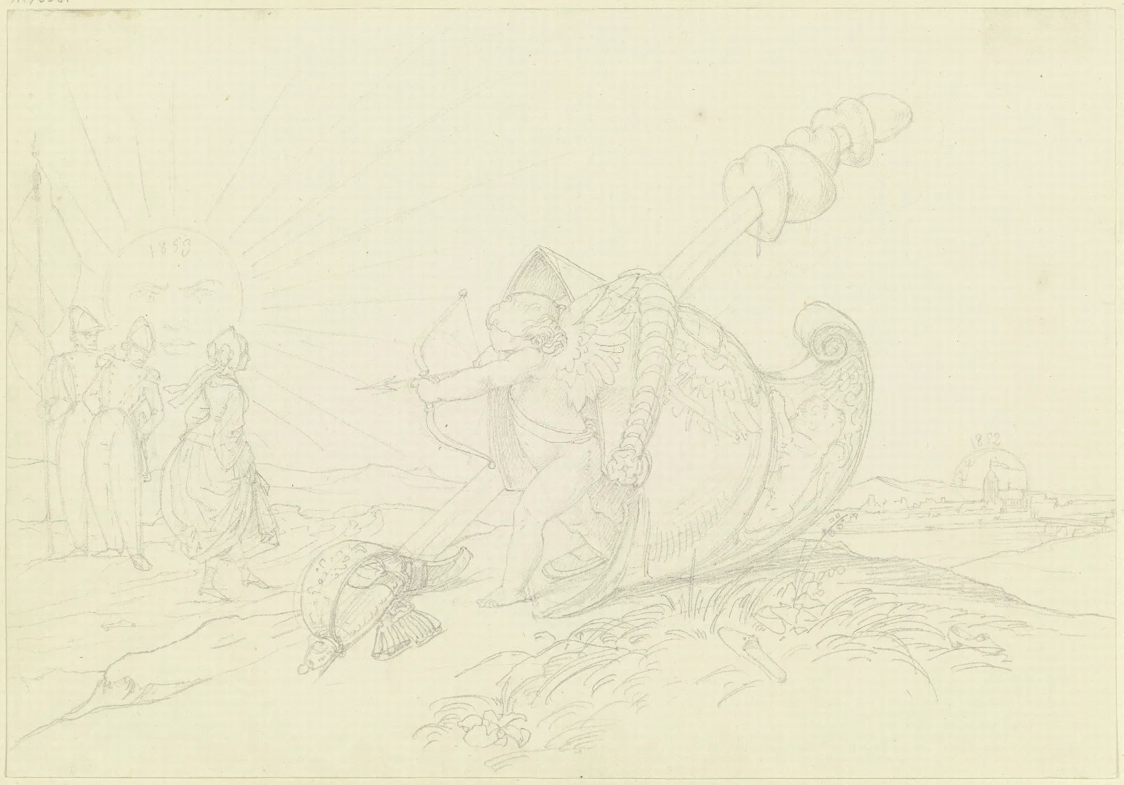 Scherzhafte Auffassung Der Erklarung Des Befreundeten Barons C V W Oesterr Dragoner Offiziers Er Suche Zur Ehe Die Frau Mit Den Kleinsten Fussen Wall Art by Eduard von Steinle - Canvas Print