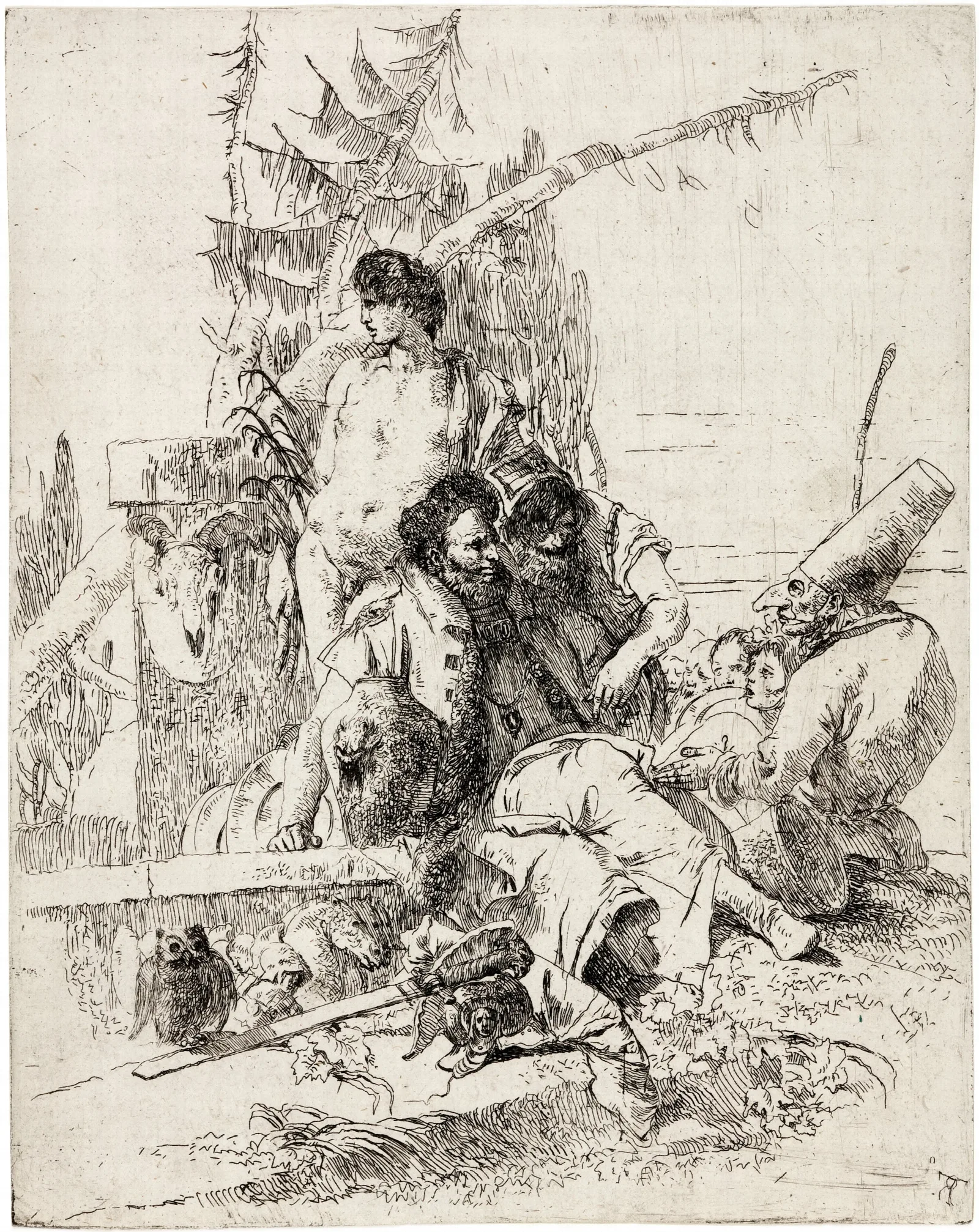 Punchinello Gives Counsel Wall Art by Giovanni Battista Tiepolo - Canvas Print
