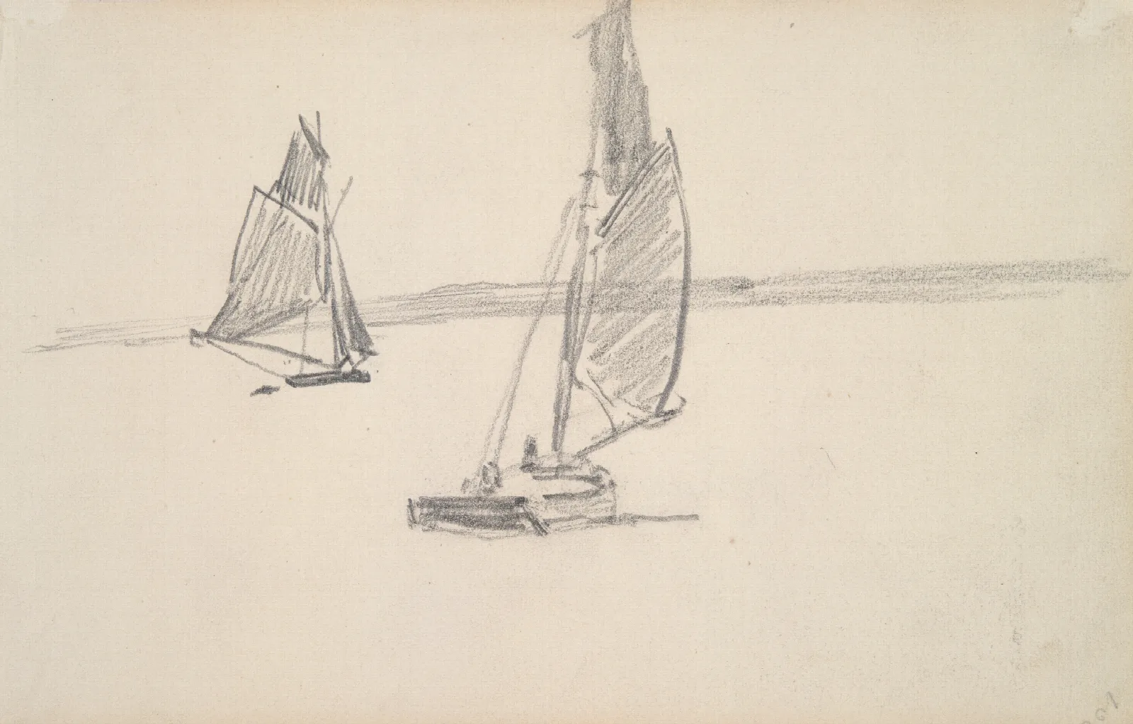 Two Sailboats On Calm Water Wall Art by Johan Barthold Jongkind - Canvas Print