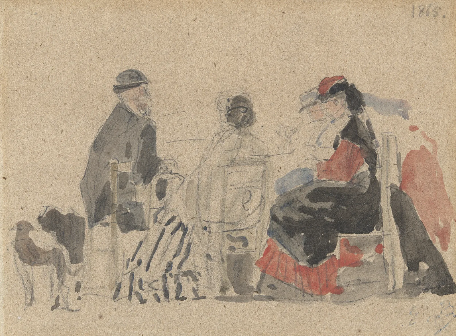 Conversation On The Beach Wall Art by Eugène Boudin - Canvas Print