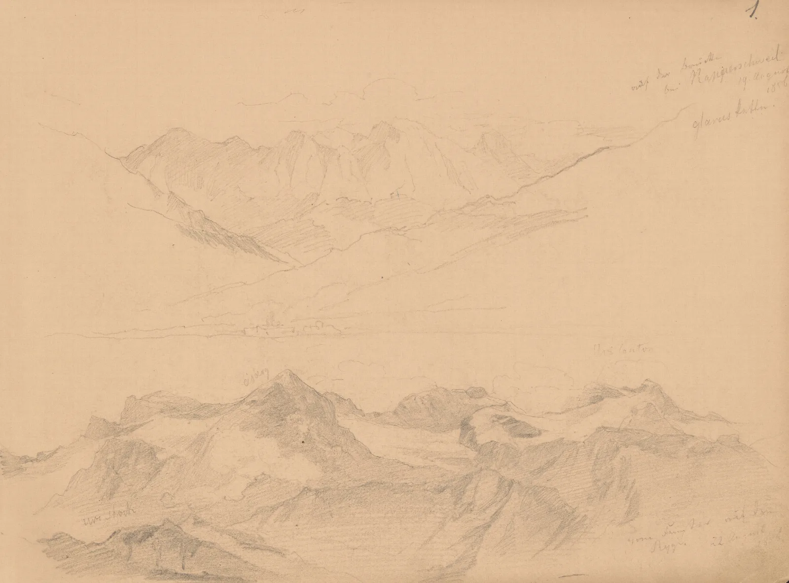 Sketches Of Alpine Ranges In Switzerland Wall Art by Józef Simmler - Canvas Print