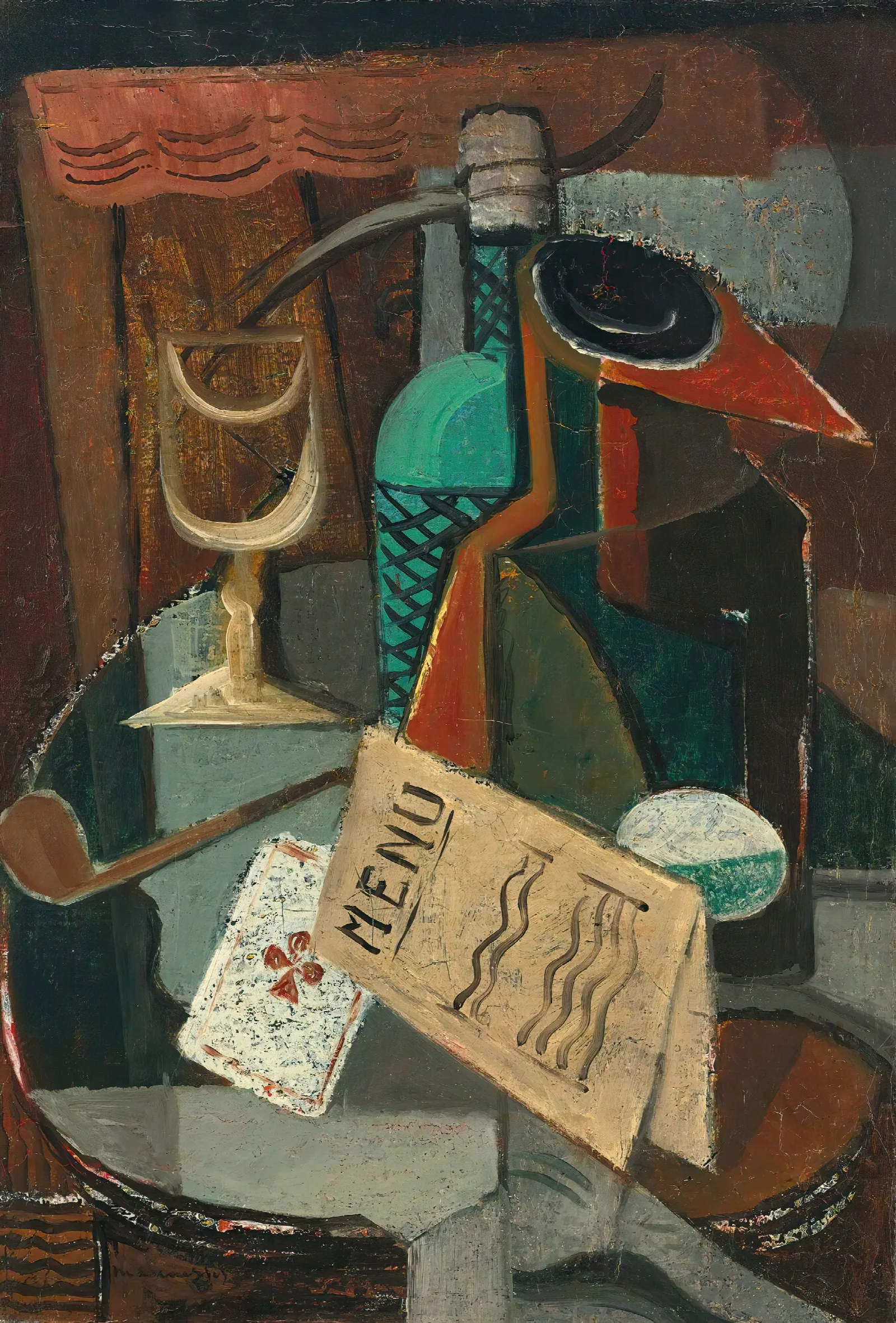 Nature Morte Au Menu Et Au Siphon Wall Art by Louis Marcoussis - Canvas Print