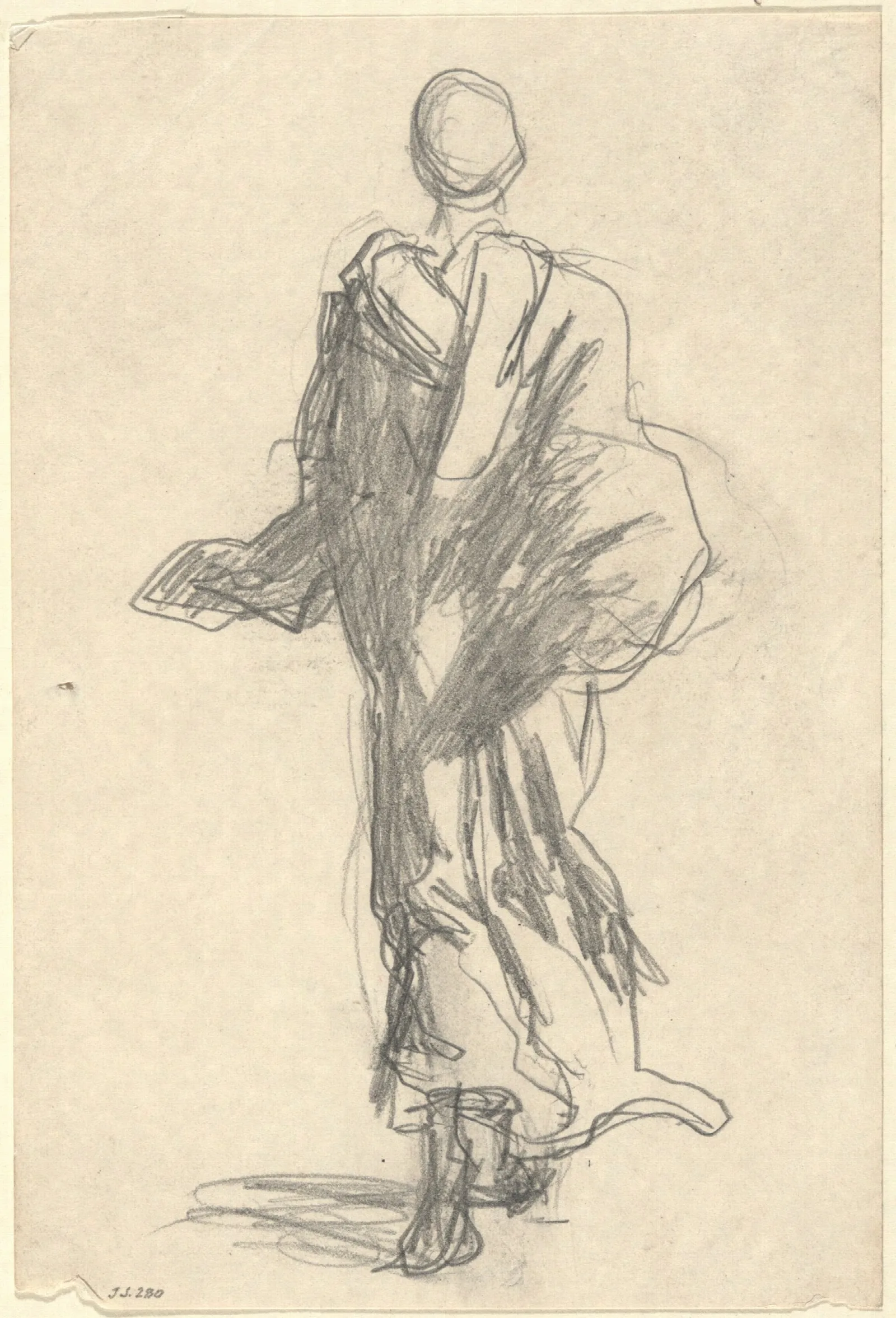 Rear View Of A Draped Figure Wall Art by John Singer Sargent - Canvas Print