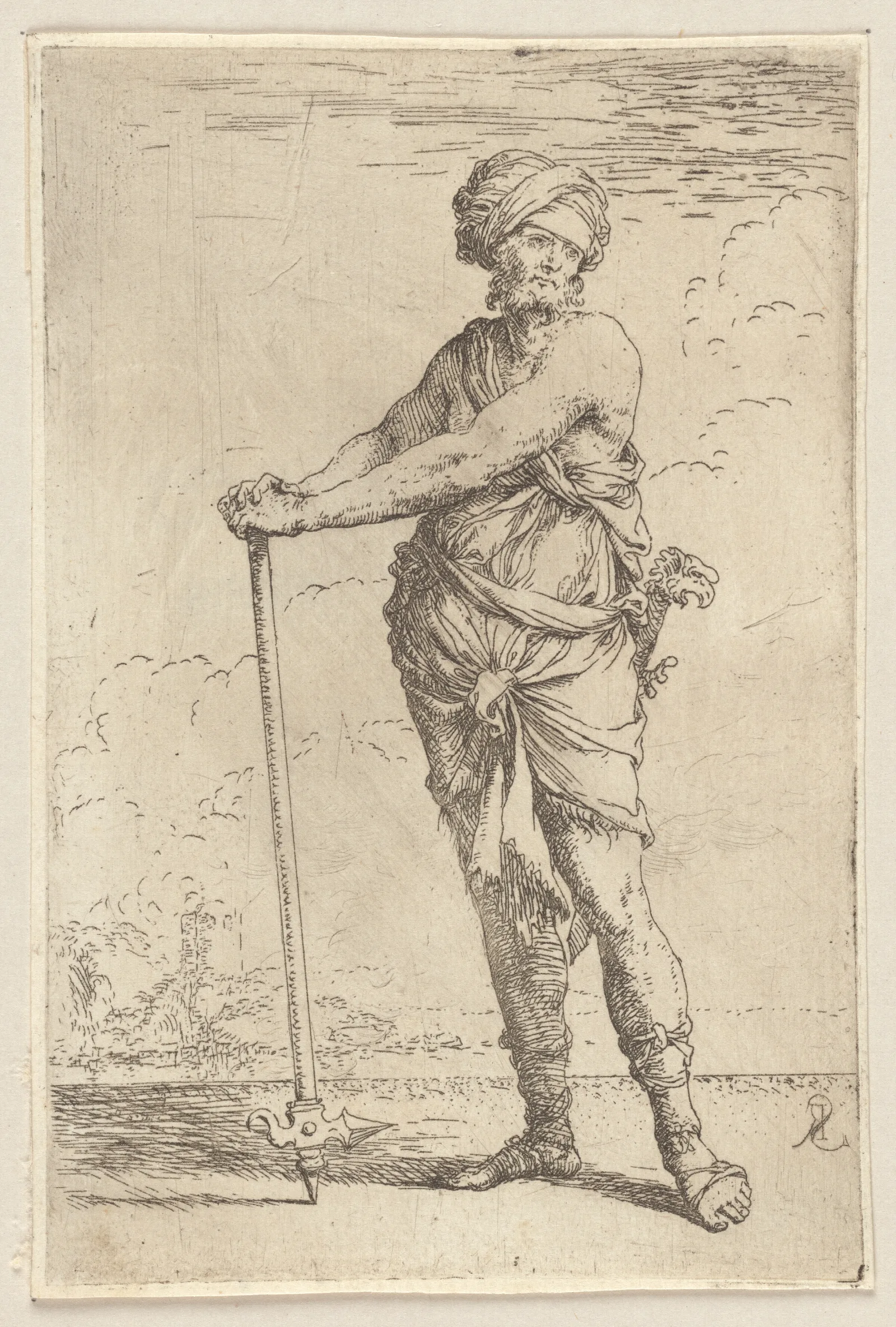 Soldier Standing Holding A Pike With Both Hands Wall Art by Salvator Rosa - Canvas Print