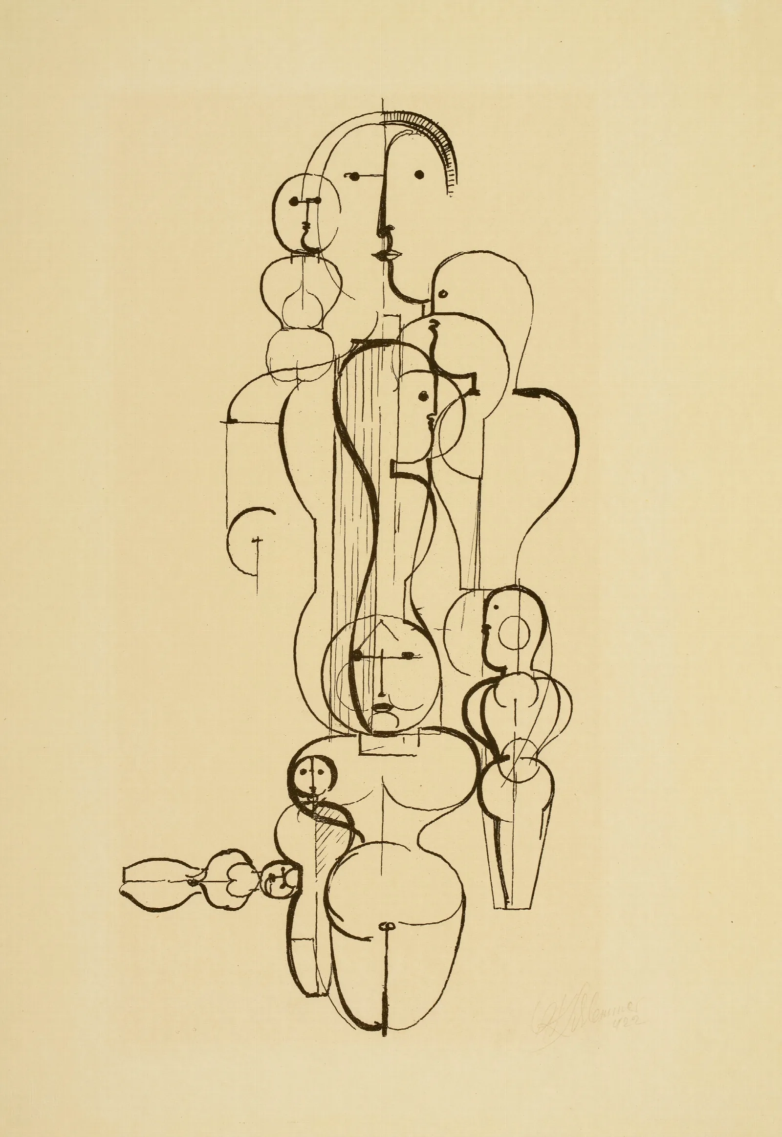 Concentric Group Figure Plan K1 Wall Art by Oskar Schlemmer - Canvas Print