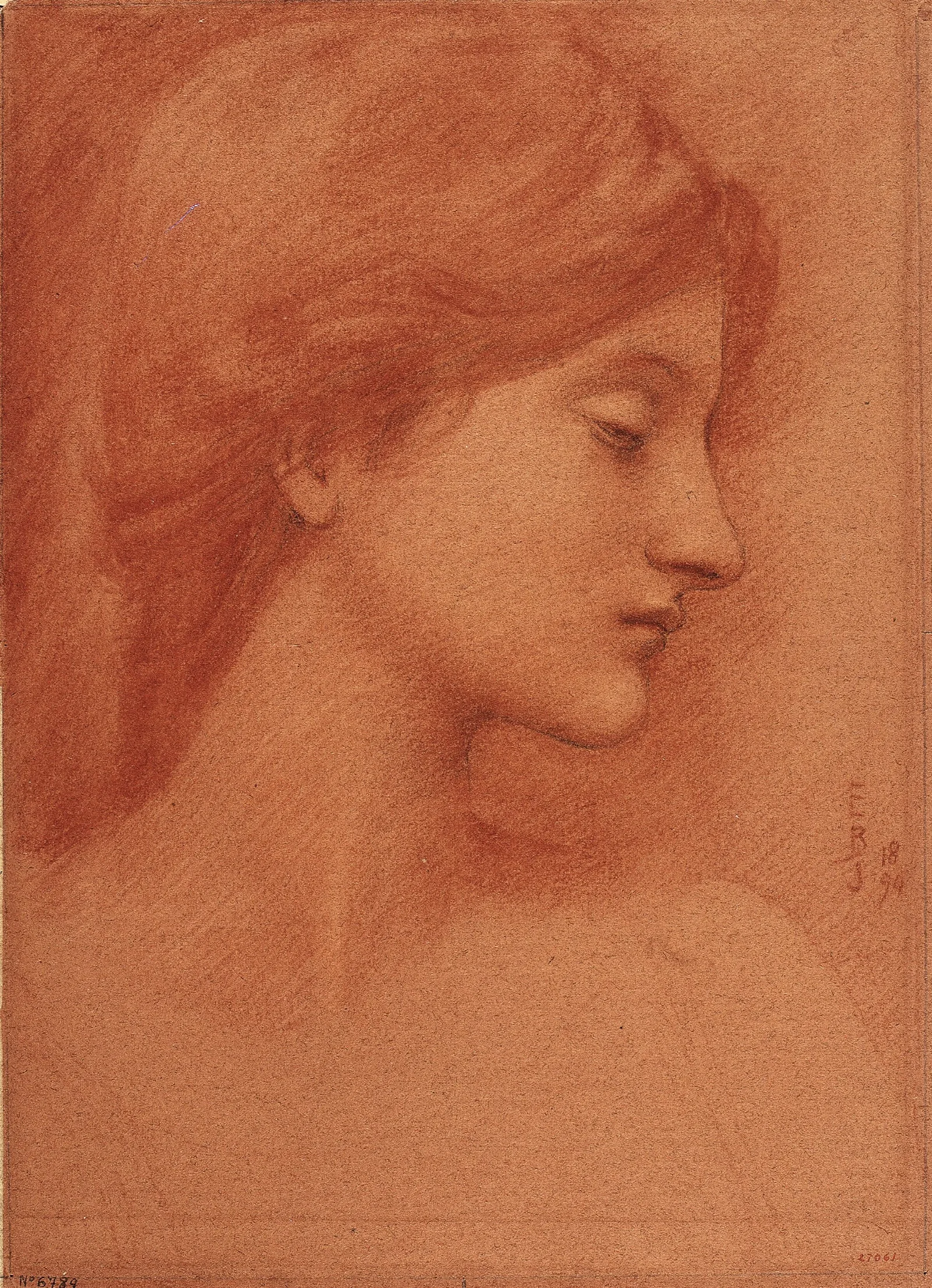 Study Of A Female Head 2 Wall Art by Sir Edward Coley Burne-Jones - Canvas Print