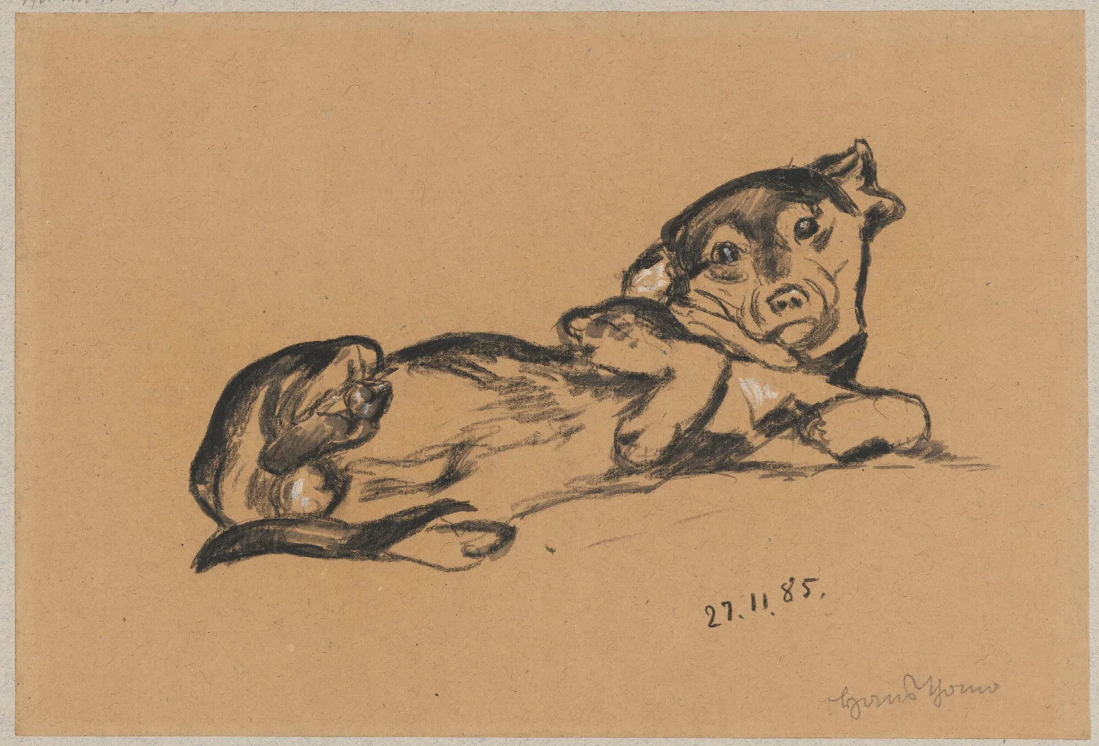 Lying Dachshund Wall Art by Hans Thoma - Canvas Print