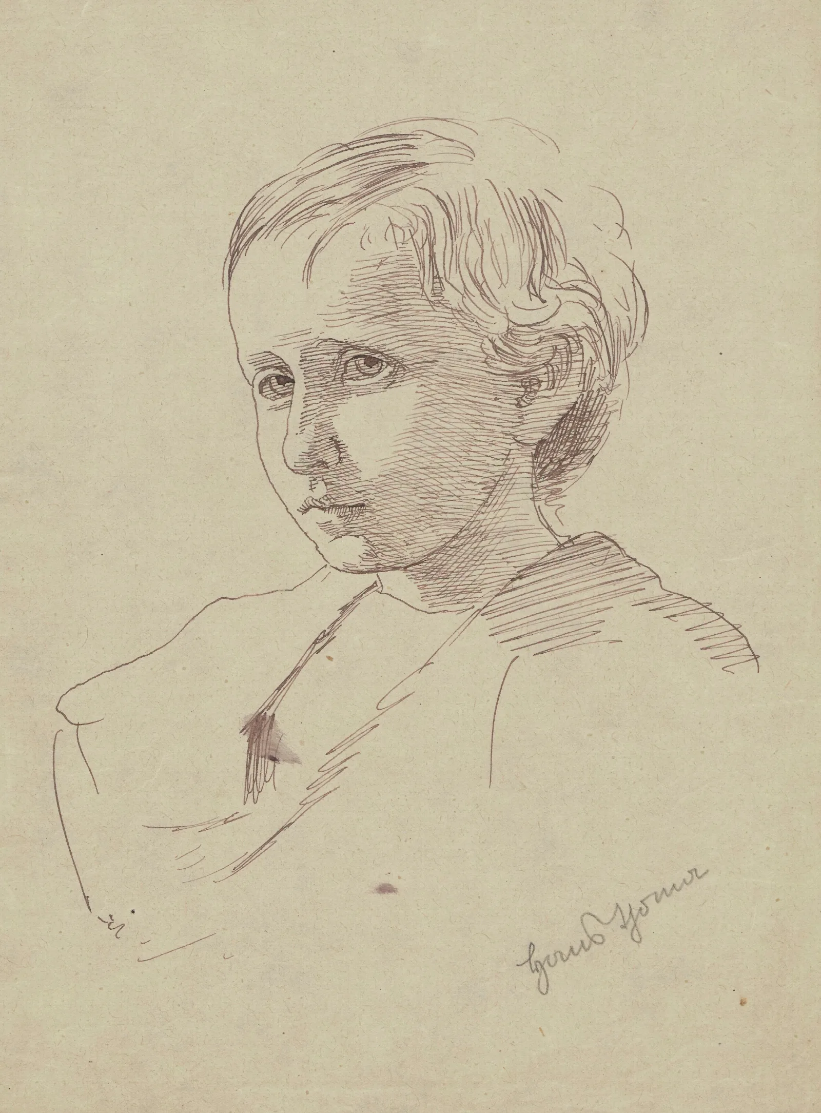 Portrait Study Of A Boy In Bust Wall Art by Hans Thoma - Canvas Print