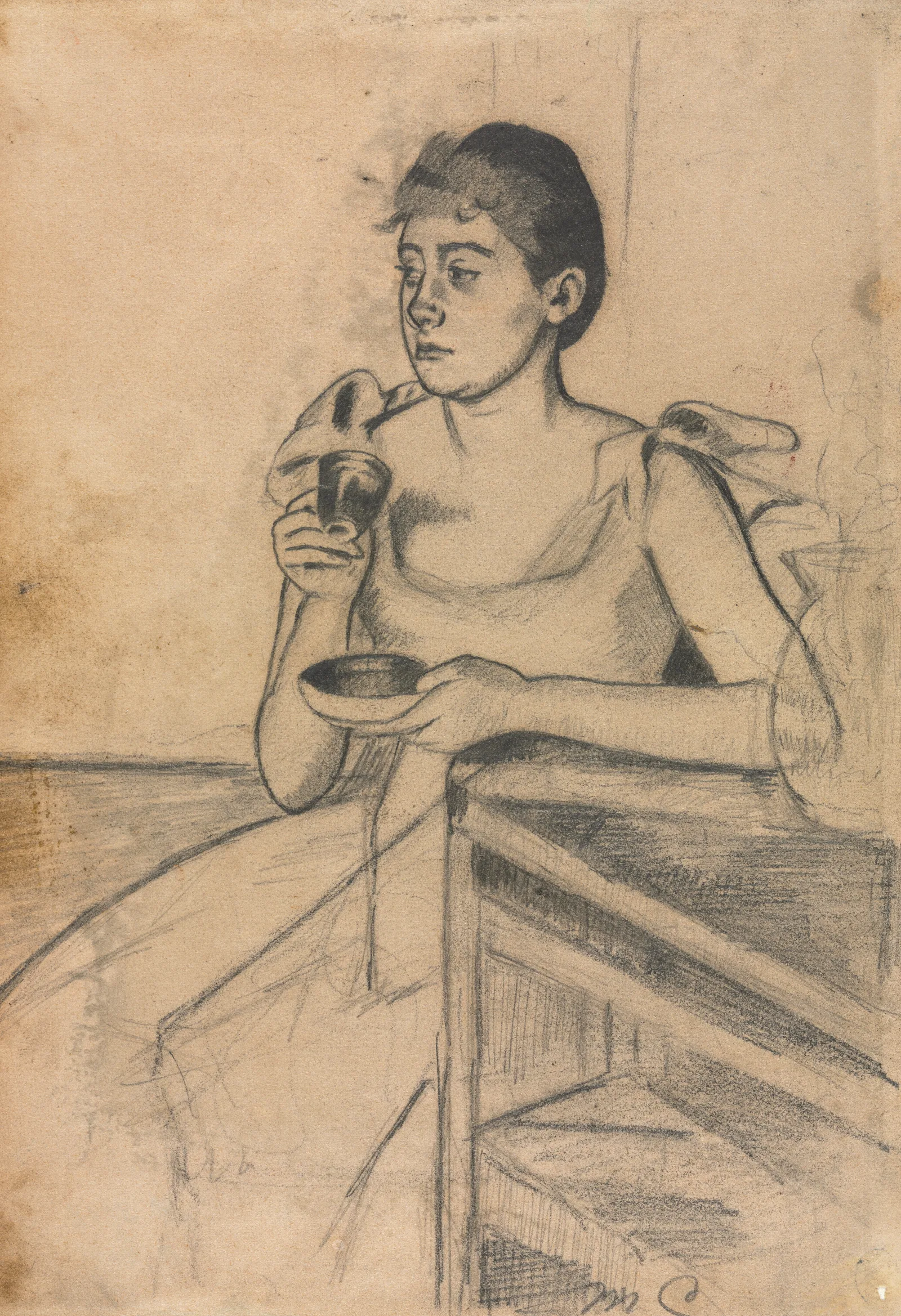 After Dinner Coffee Recto Wall Art by Mary Cassatt - Canvas Print