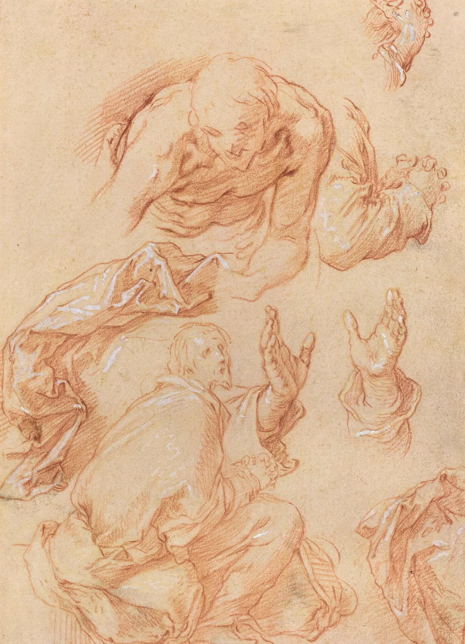 Studies Of Hands And Bending Figures Verso Wall Art by Abraham Bloemaert - Canvas Print