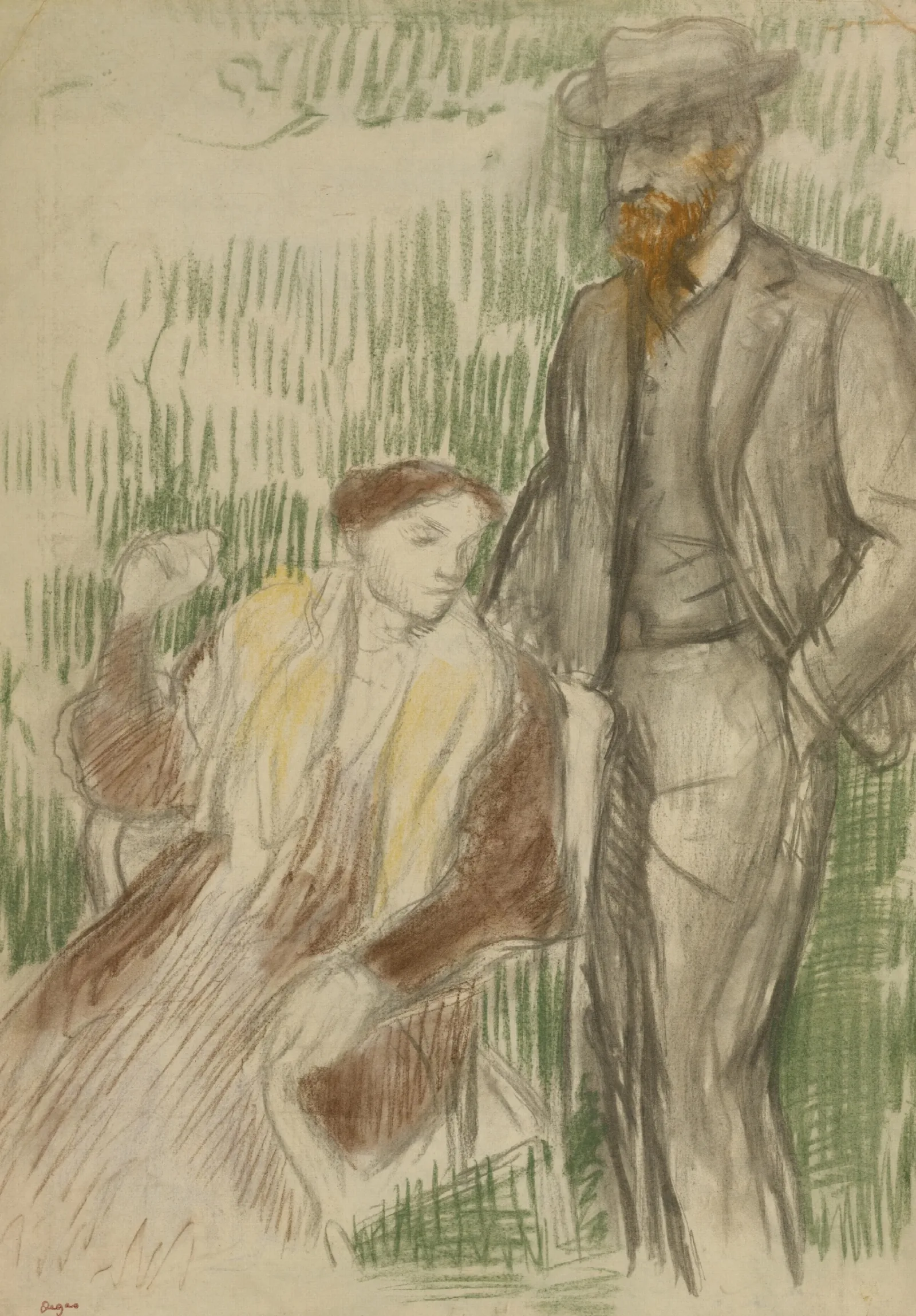 Esquisse Pour Un Portrait De M Et Mme Louis Rouart 2 Wall Art by Edgar Degas - Canvas Print