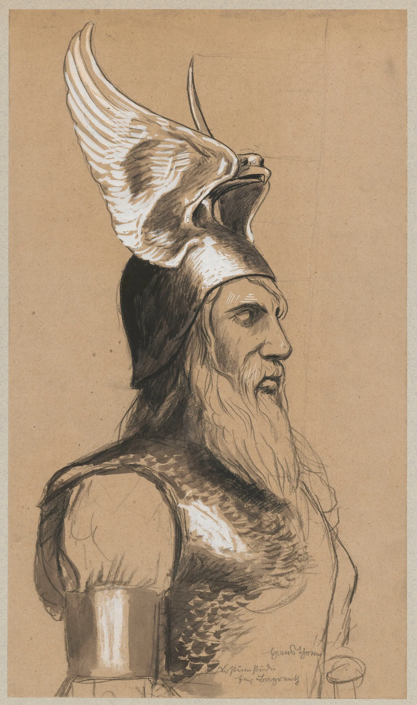 Design For The Costume Of Wotan As The God Of War Wall Art by Hans Thoma - Canvas Print