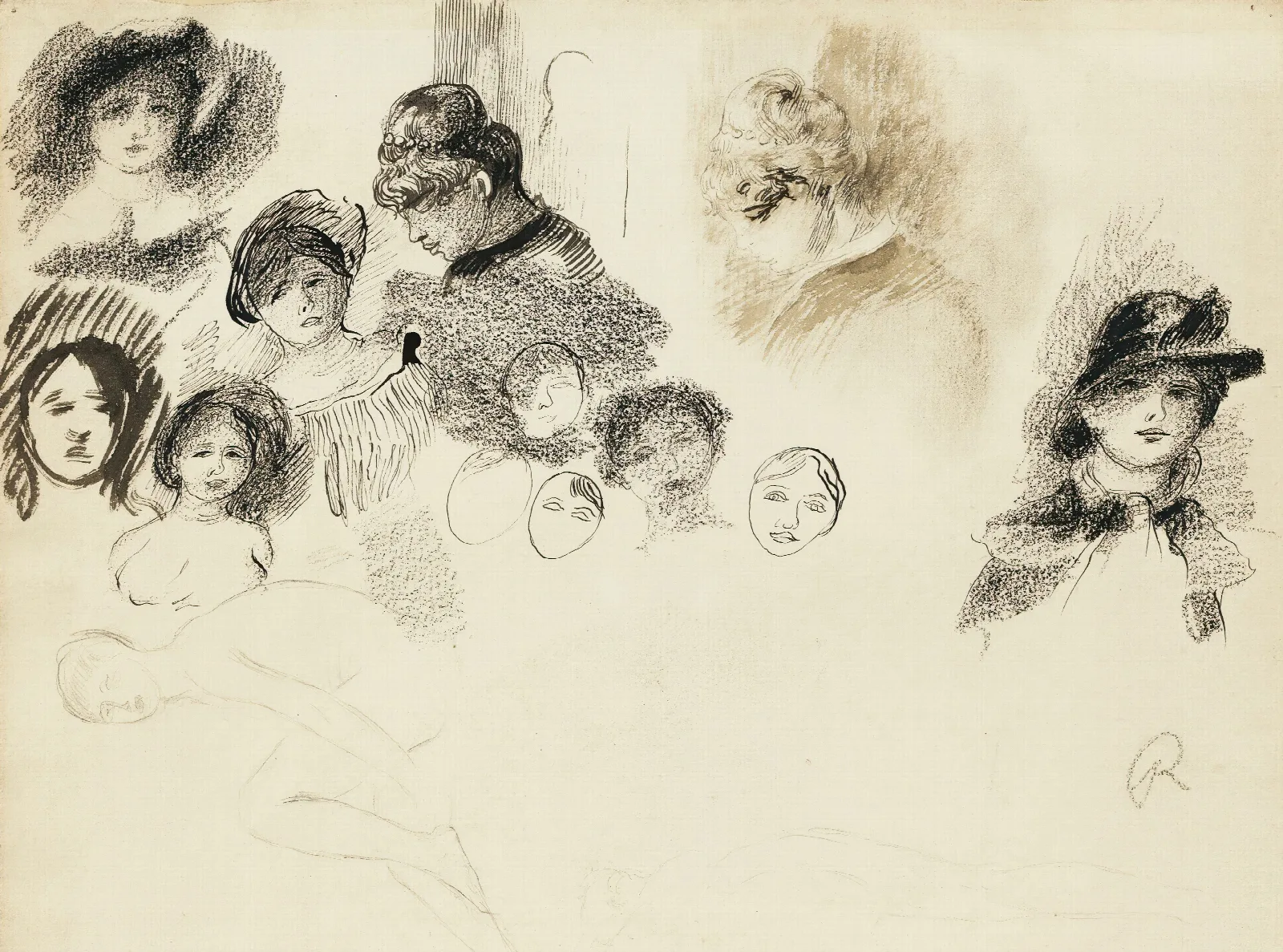 Etudes Tetes De Femmes Wall Art by Pierre-Auguste Renoir - Canvas Print