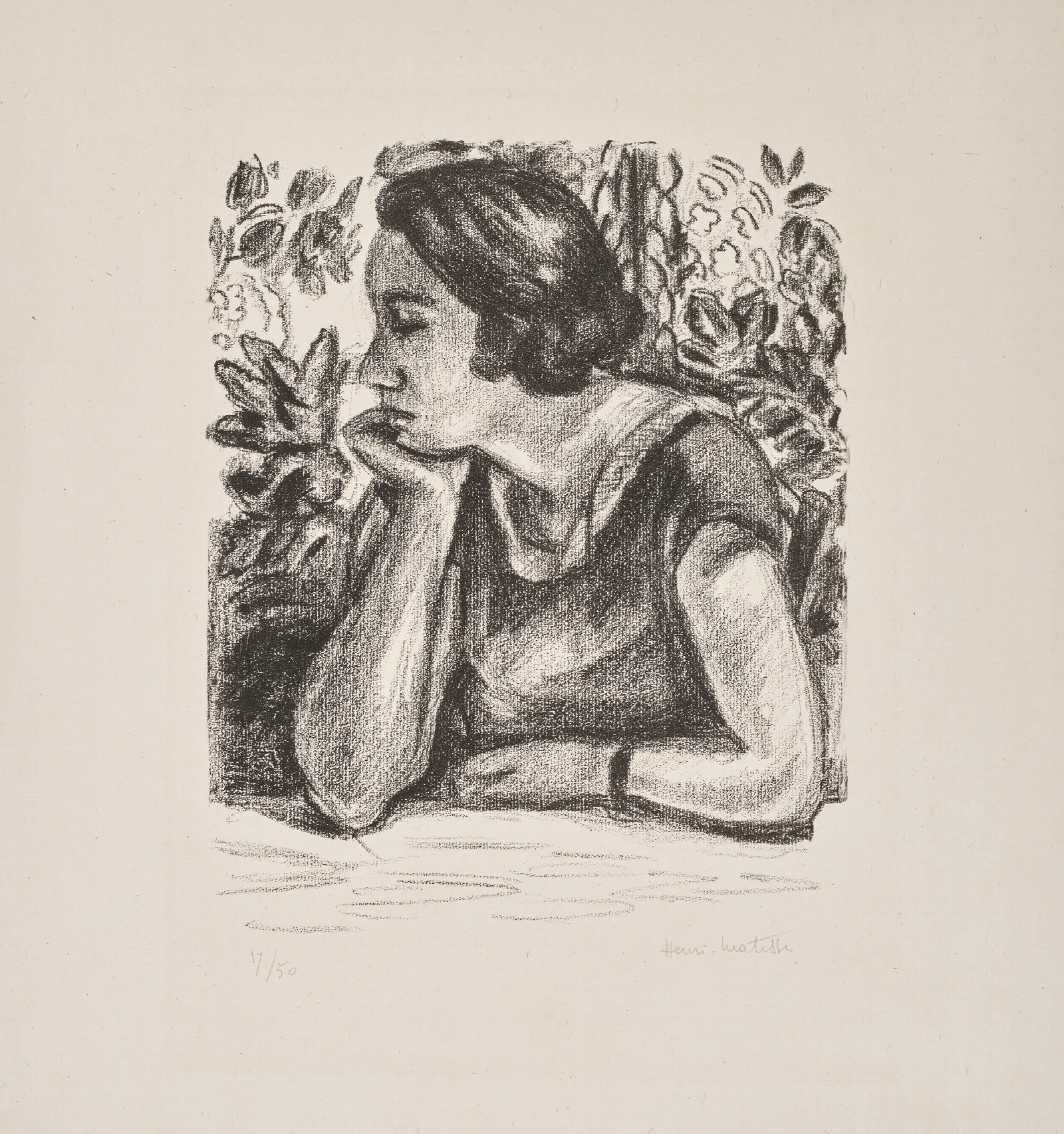 Visage De Profil Reposant Sur Un Bras Wall Art by Henri Matisse - Canvas Print