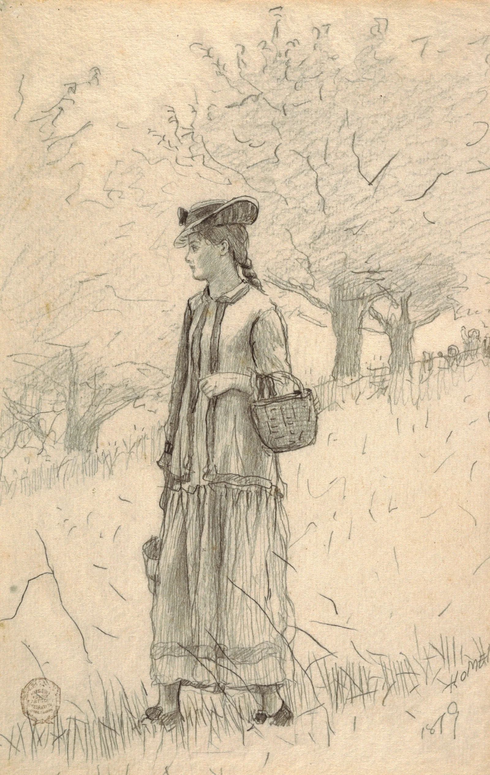 Young Woman Carrying A Basket Wall Art by Winslow Homer - Canvas Print