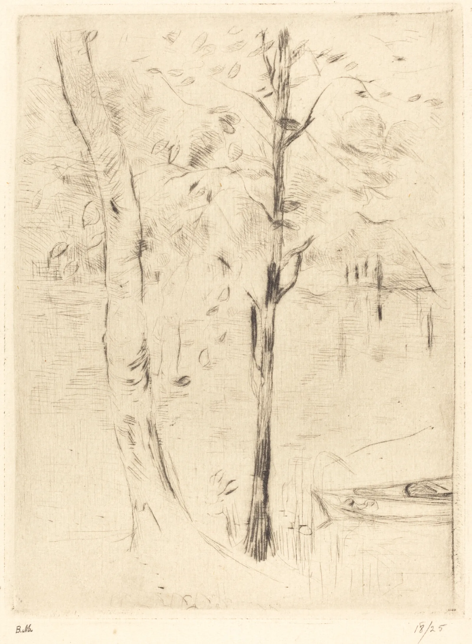 Lake With Rowboat Wall Art by Berthe Morisot - Canvas Print