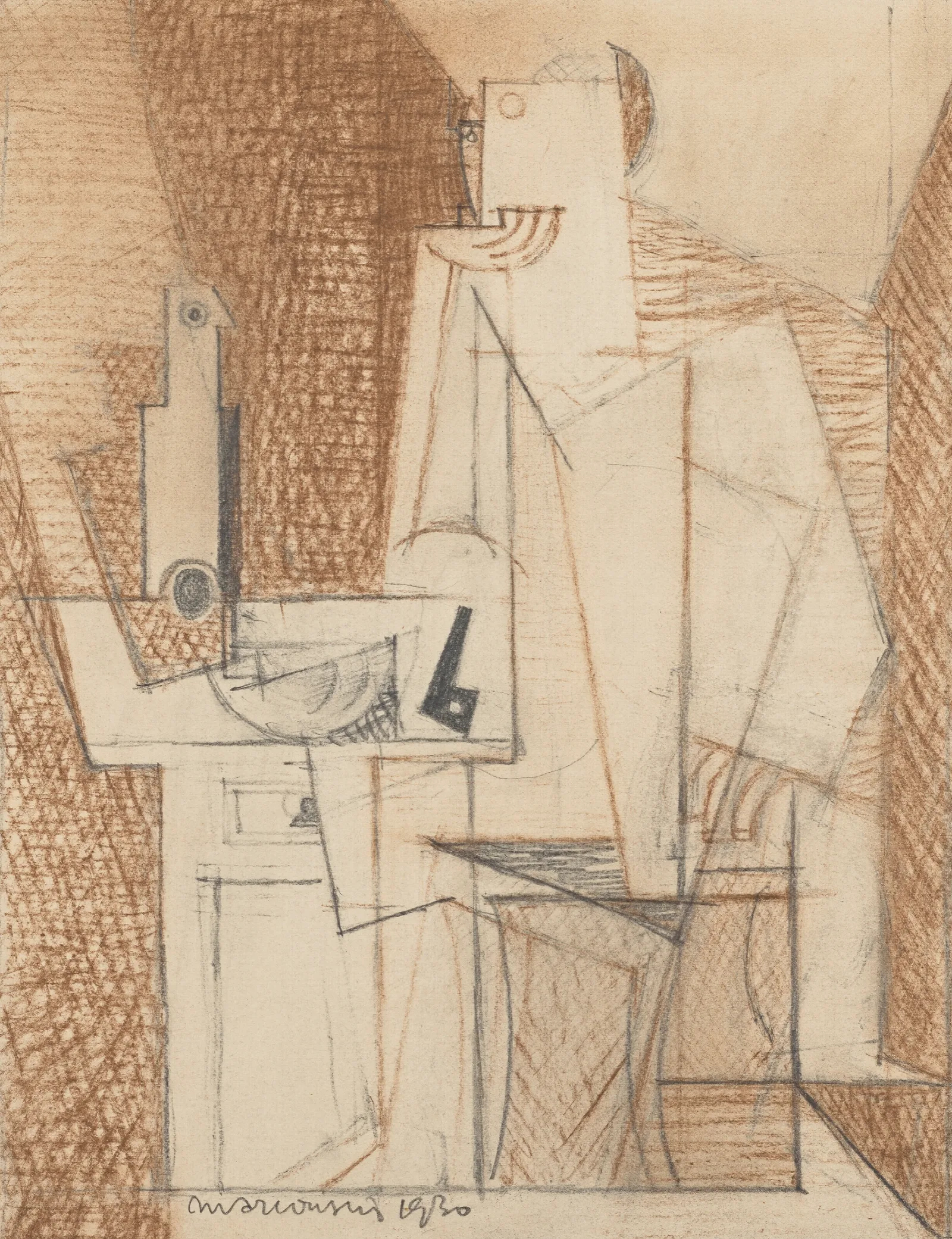 Portrait De Georges Hugnet Wall Art by Louis Marcoussis - Canvas Print
