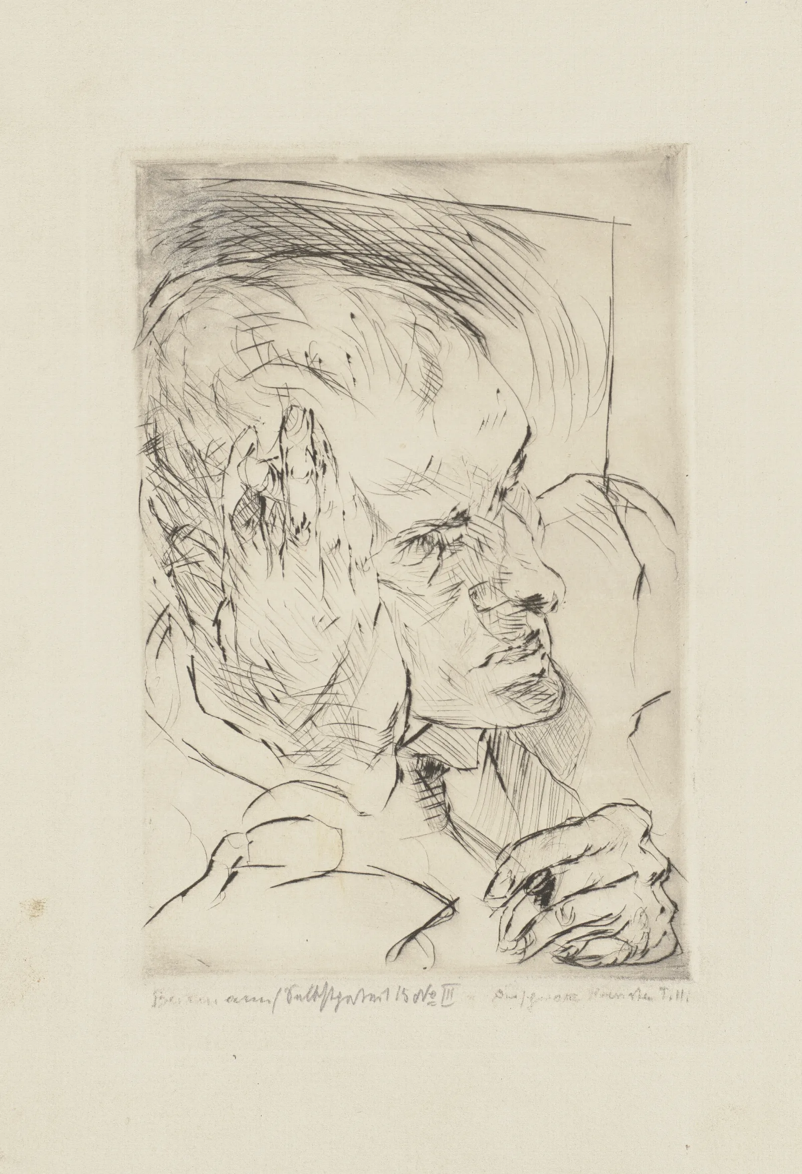Self Portrait Hand To Cheek Wall Art by Max Beckmann - Canvas Print