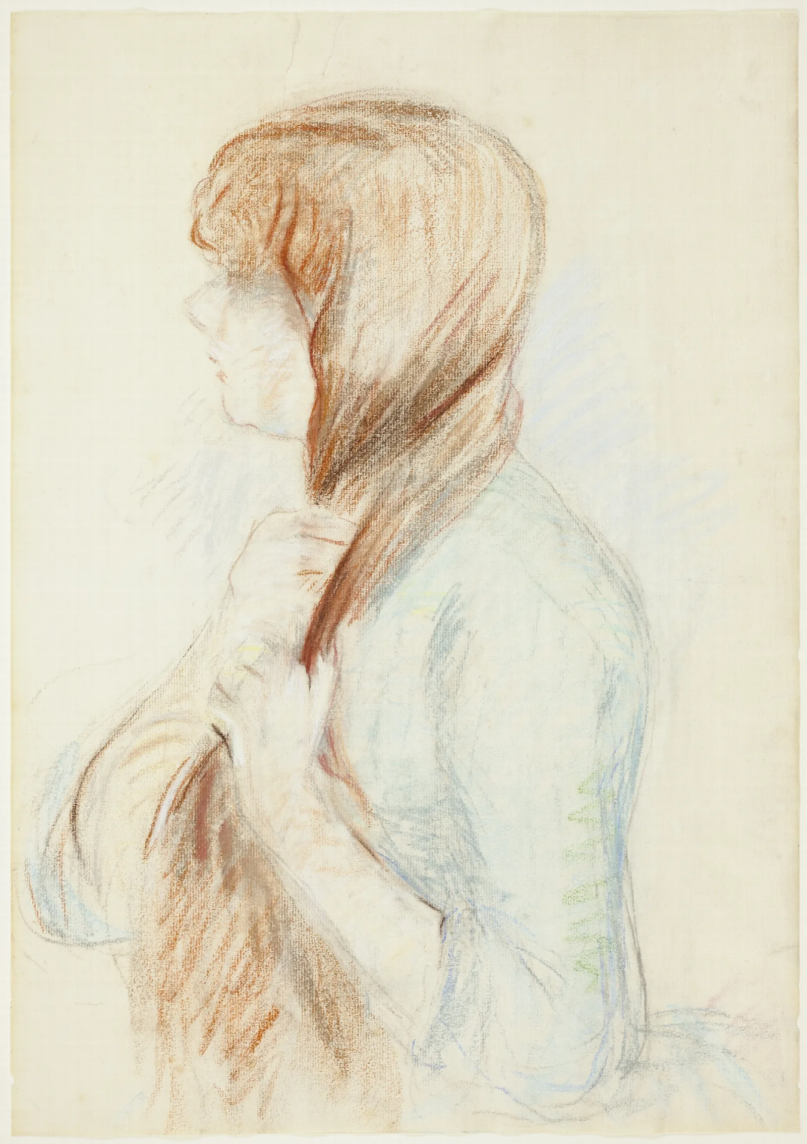 Girl Plaiting Her Hair La Natte 2 Wall Art by Berthe Morisot - Canvas Print