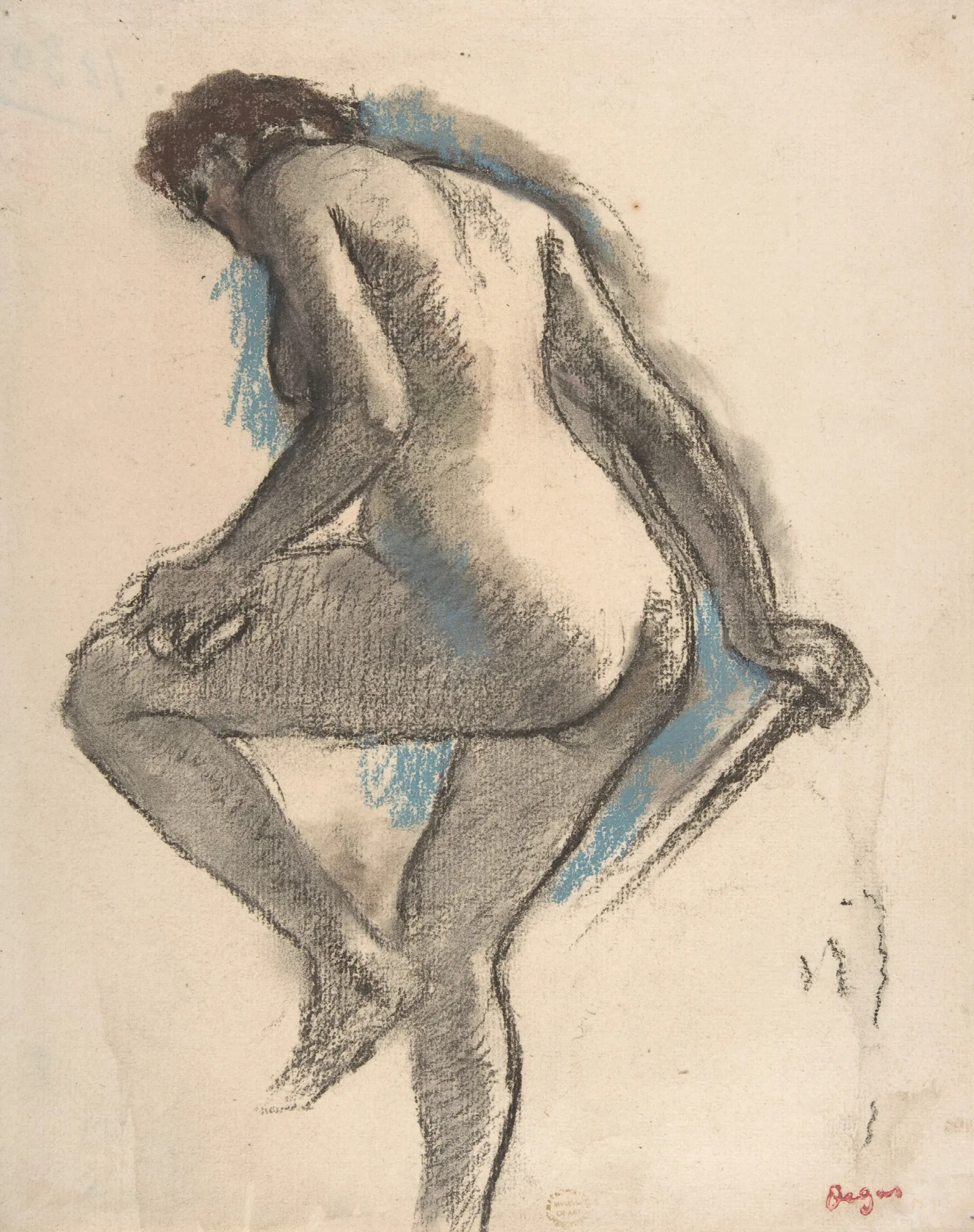 Bather Sponging Her Knee Wall Art by Edgar Degas - Canvas Print