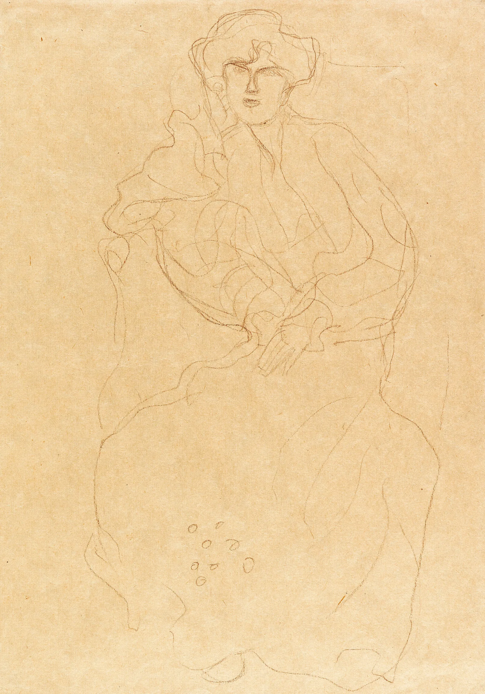 Im Lehnstuhl Sitzende Von Vorne 2 Wall Art by Gustav Klimt - Canvas Print