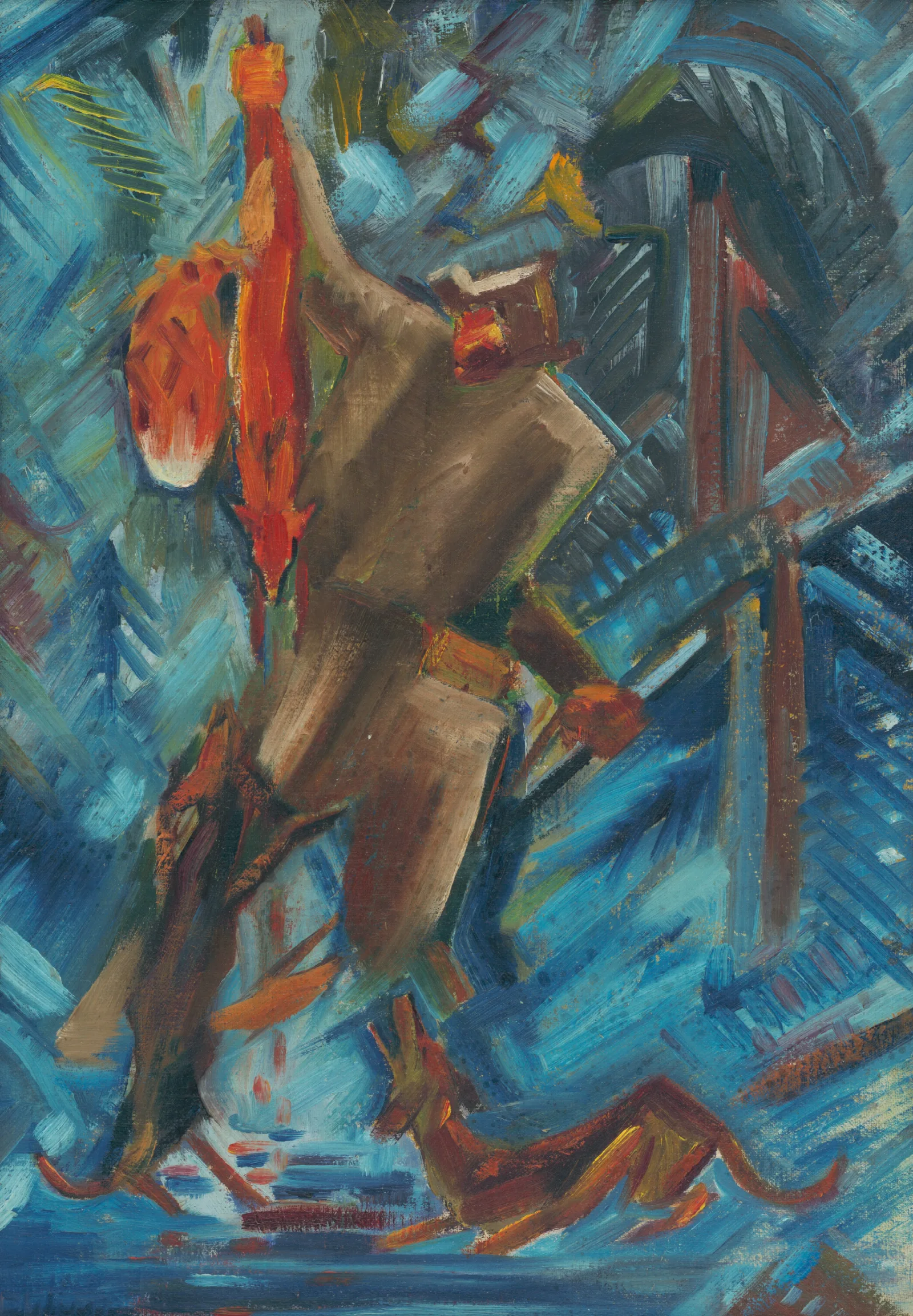 Hunter With A Fox In His Hand Wall Art by Arnold Peter Weisz-Kubínčan - Canvas Print