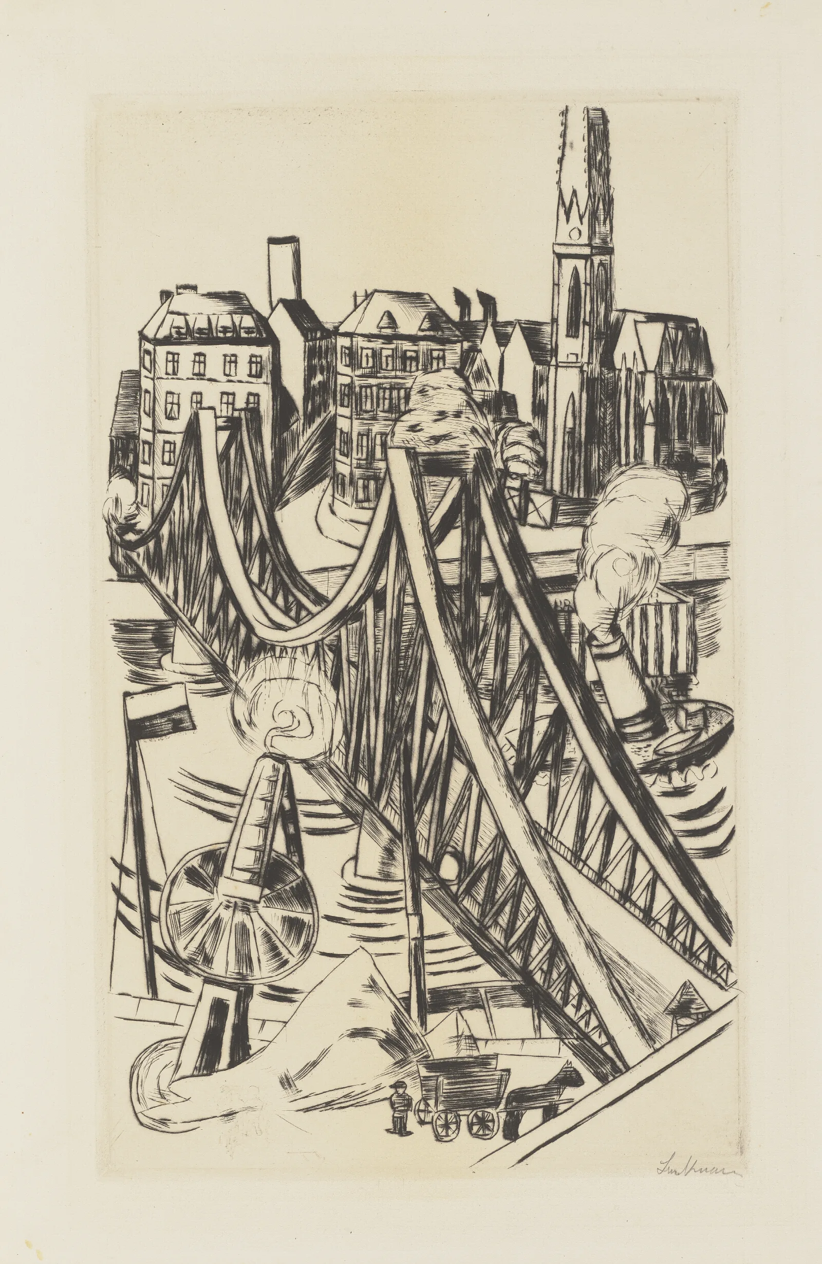 Large Bridge The Eiserne Steg In Frankfurt Am Main Wall Art by Max Beckmann - Canvas Print