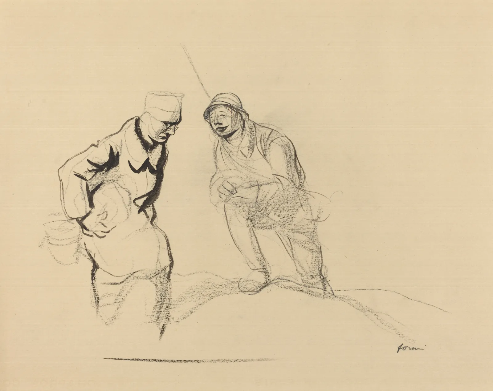 Two Soldiers Wall Art by Jean-Louis Forain - Canvas Print