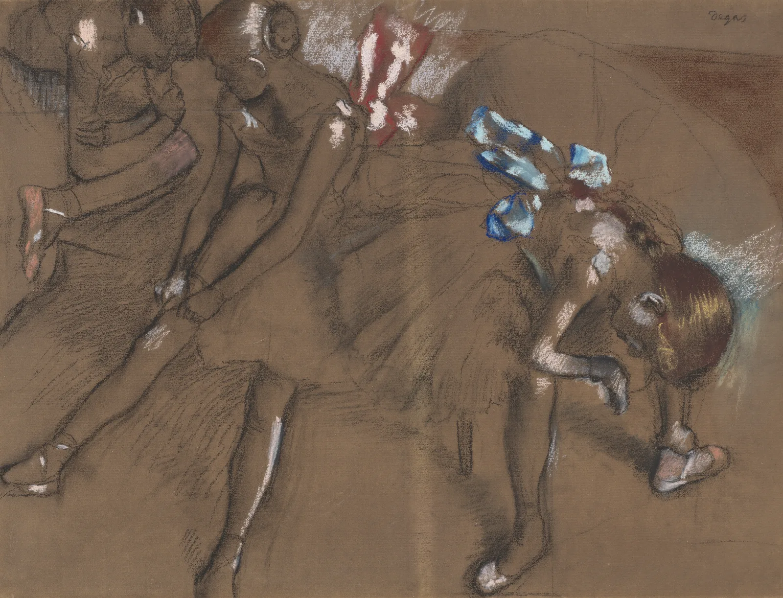 Three Dancers Resting Wall Art by Edgar Degas - Canvas Print