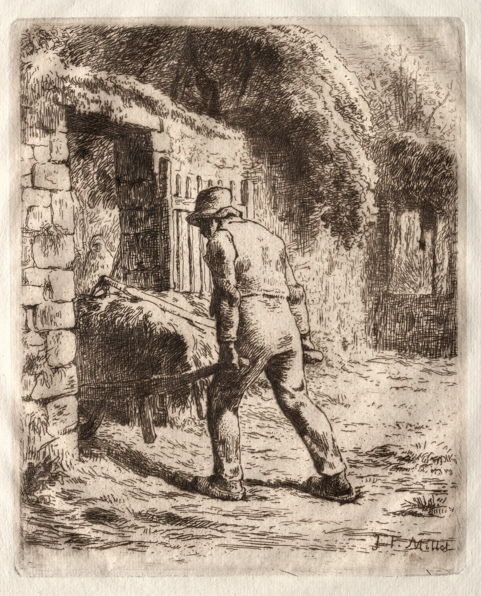 Peasant With A Wheelbarrow Wall Art by Jean-François Millet - Canvas Print