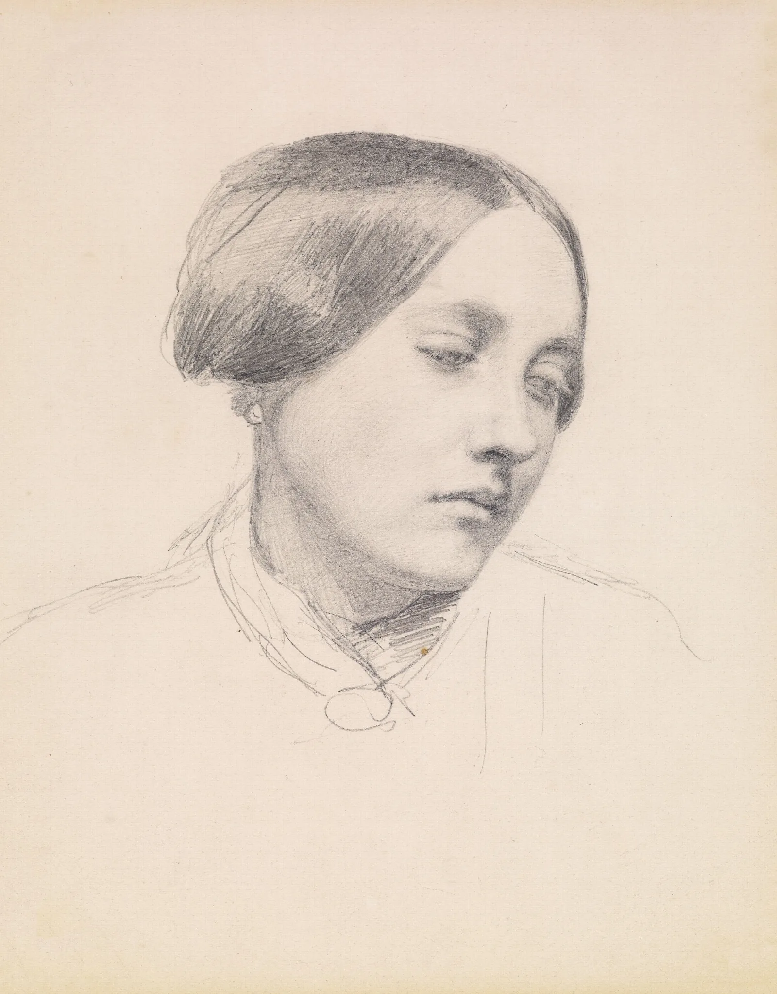 Female Study Of A Girls Head Wall Art by Sir John Everett Millais - Canvas Print