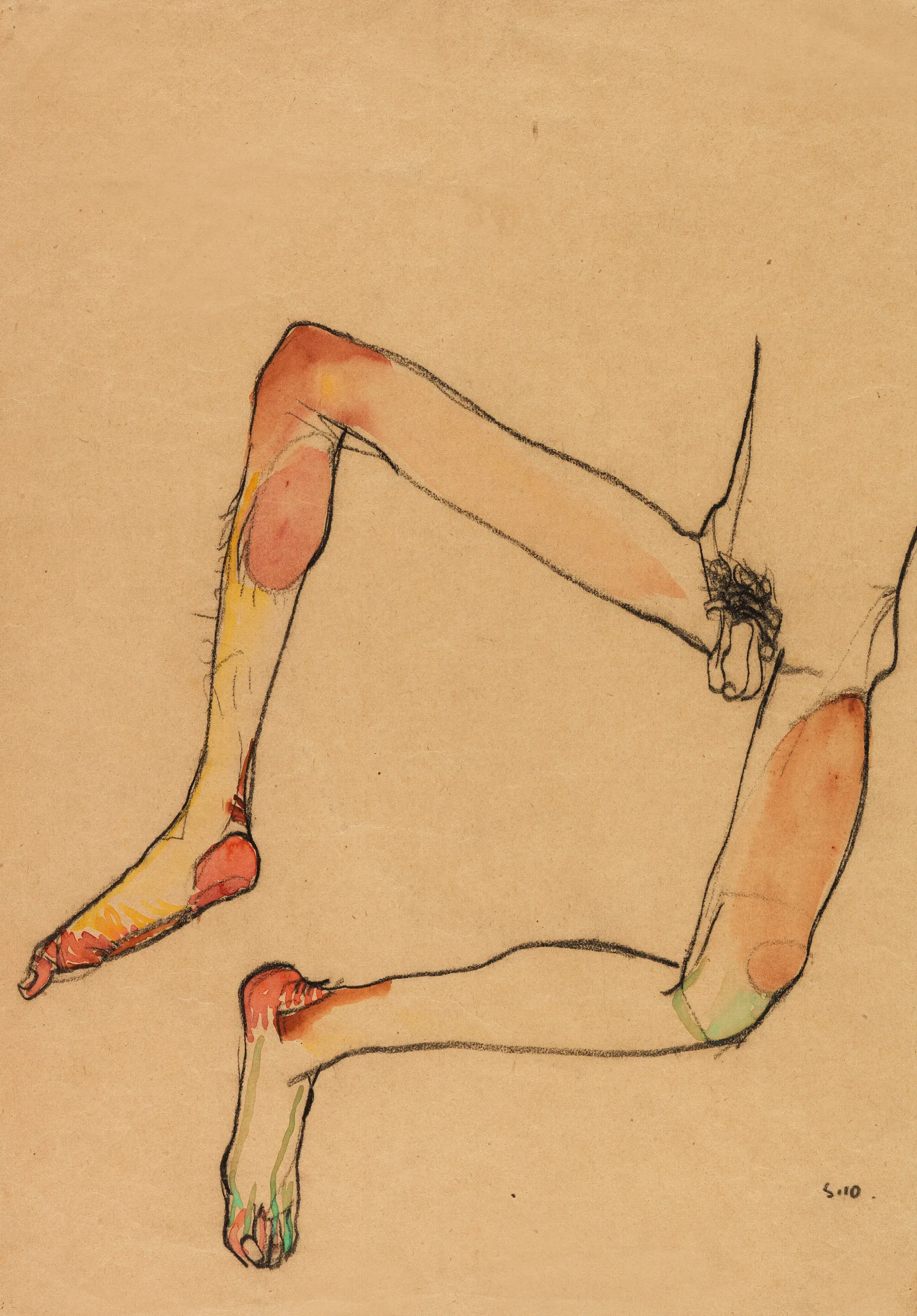 Mannlicher Unterleibstorso Wall Art by Egon Schiele - Canvas Print