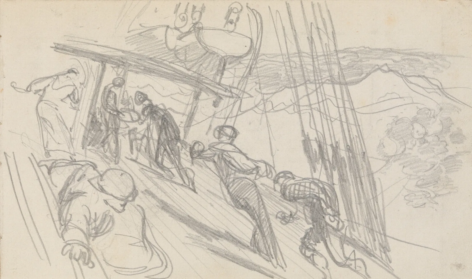 Sailors On Sloping Deck Wall Art by John Singer Sargent - Canvas Print
