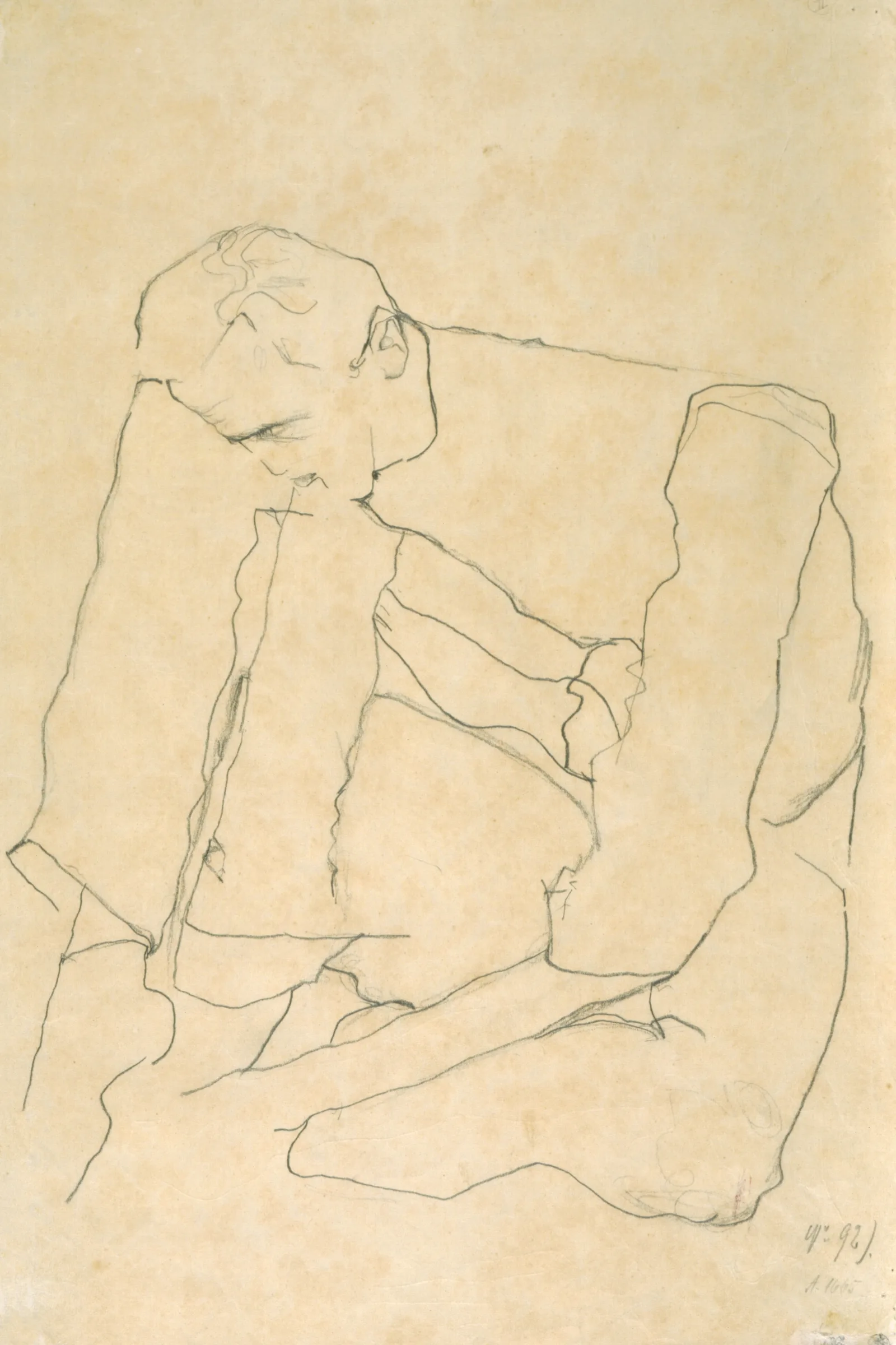 Seated Man 15 Wall Art by Egon Schiele - Canvas Print
