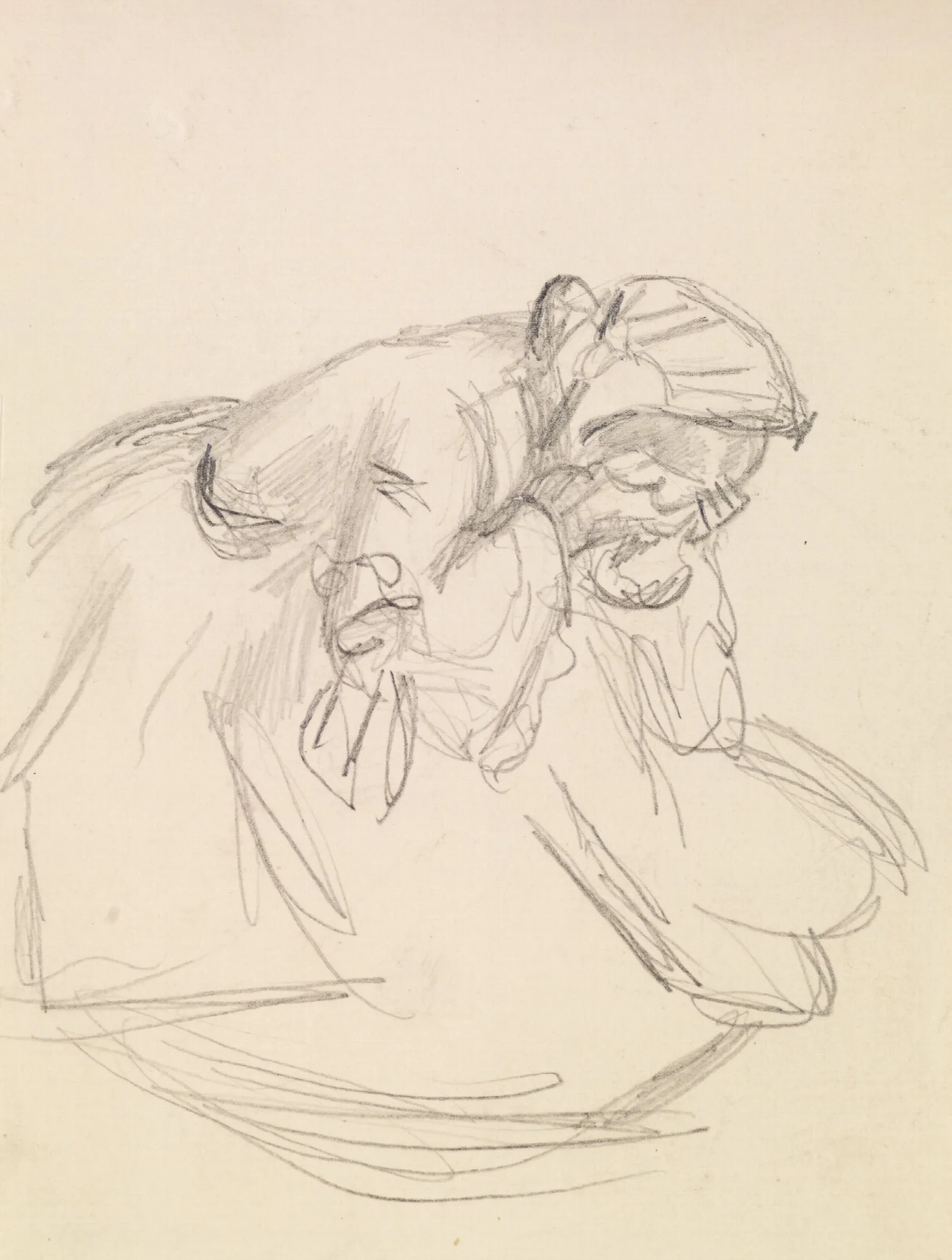 Female Sketch Of A Distraught Woman Seated Wall Art by Sir John Everett Millais - Canvas Print