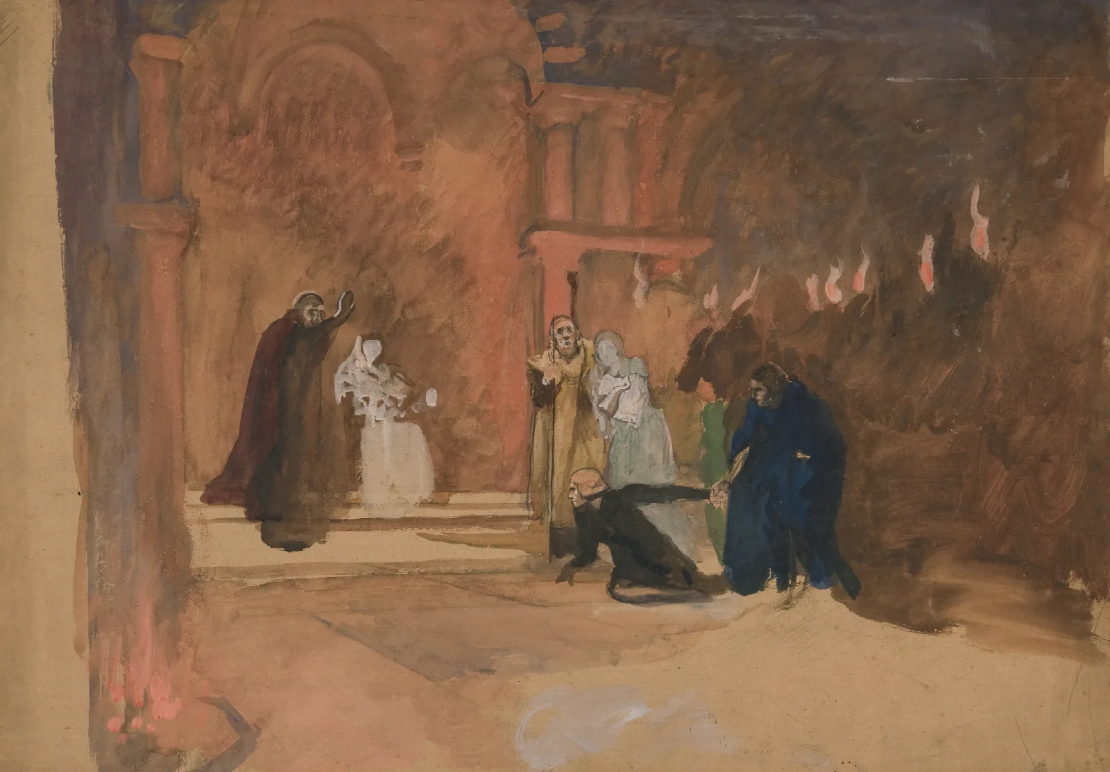 Figure Scene Hamlet Wall Art by Edwin Austin Abbey - Canvas Print