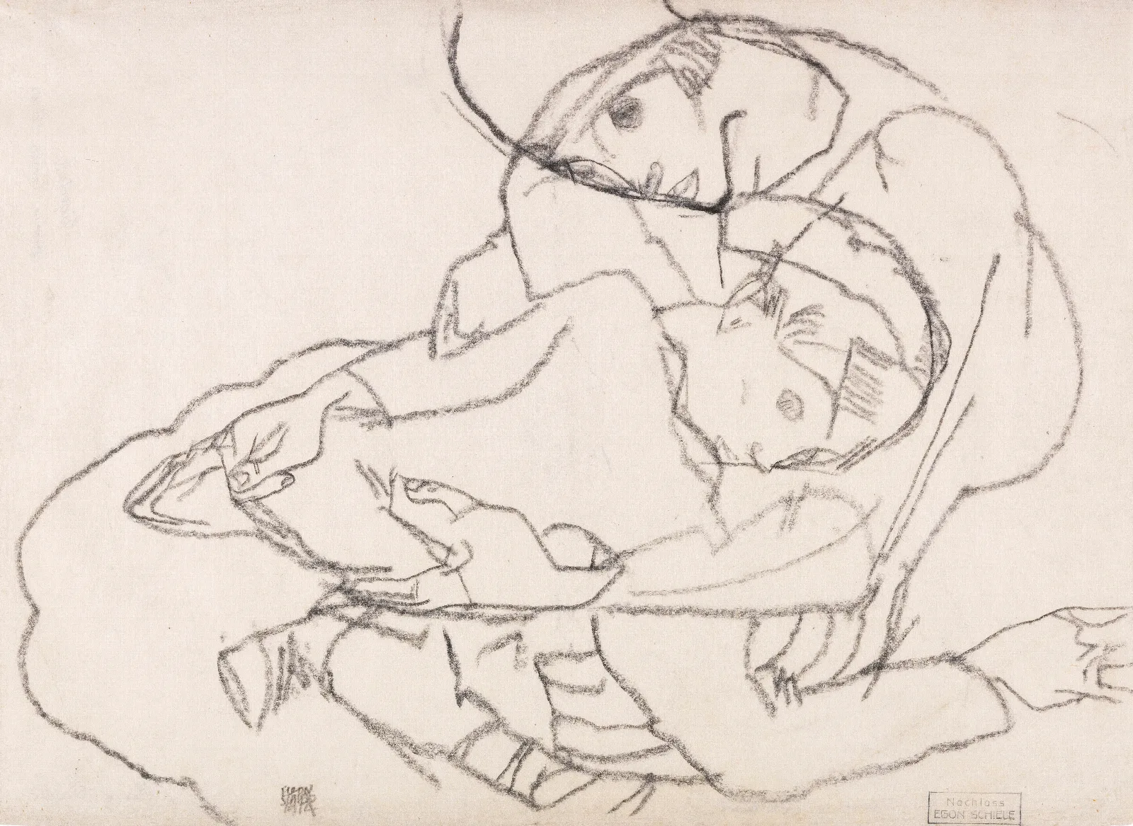 Paar In Umarmung Wall Art by Egon Schiele - Canvas Print