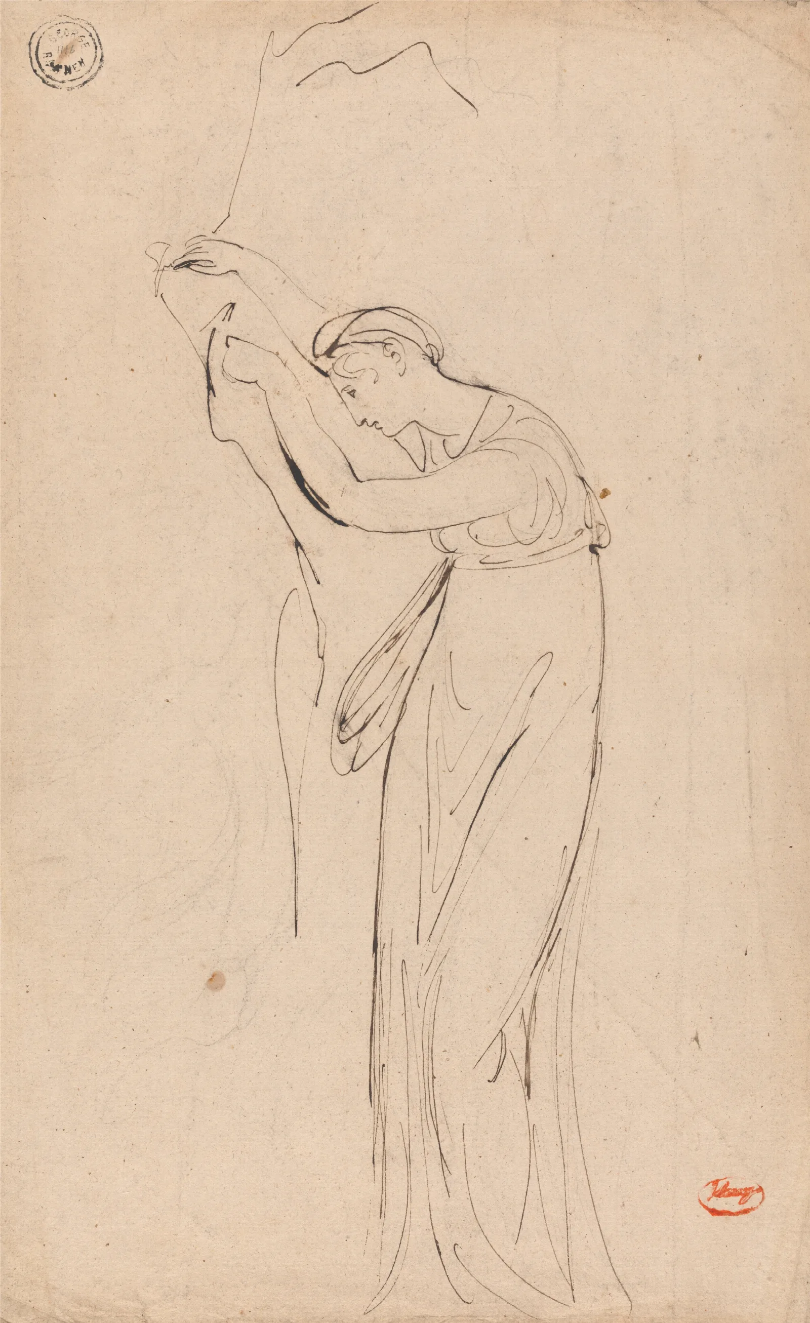 Captive Or Dejected Woman Possibly Andromache Wall Art by George Romney - Canvas Print