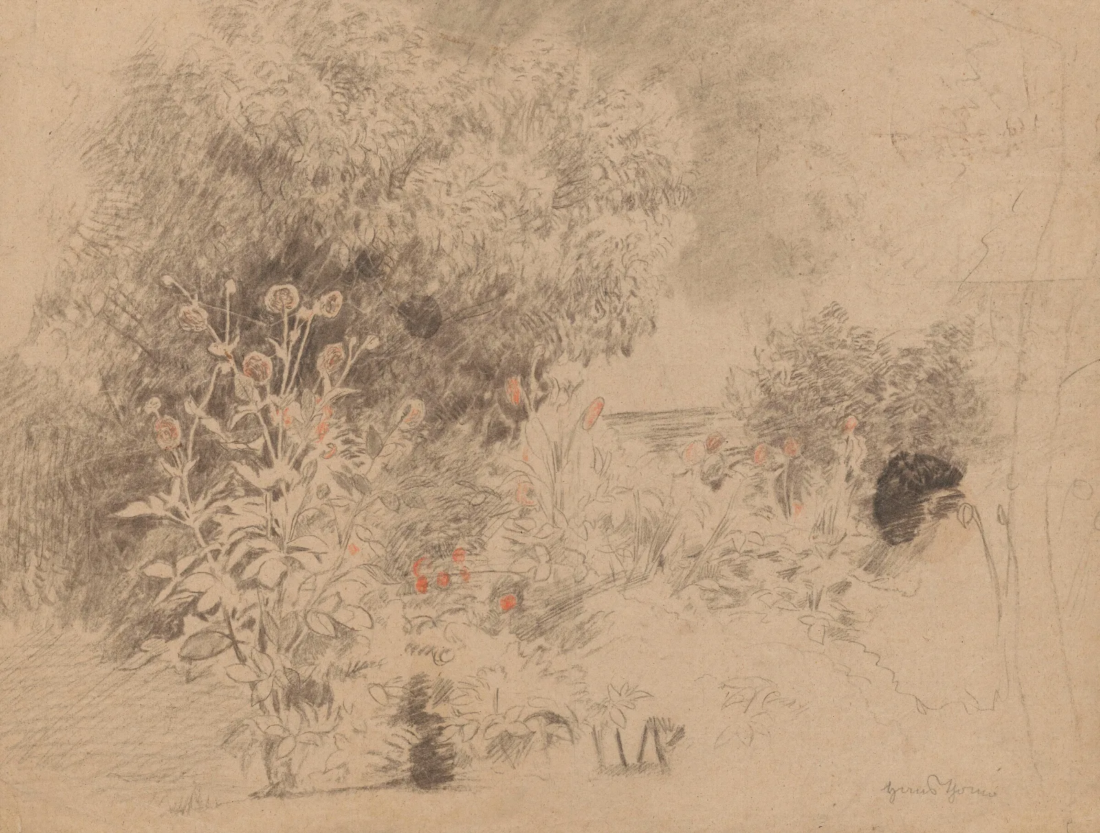 Flowers And Bushes Wall Art by Hans Thoma - Canvas Print