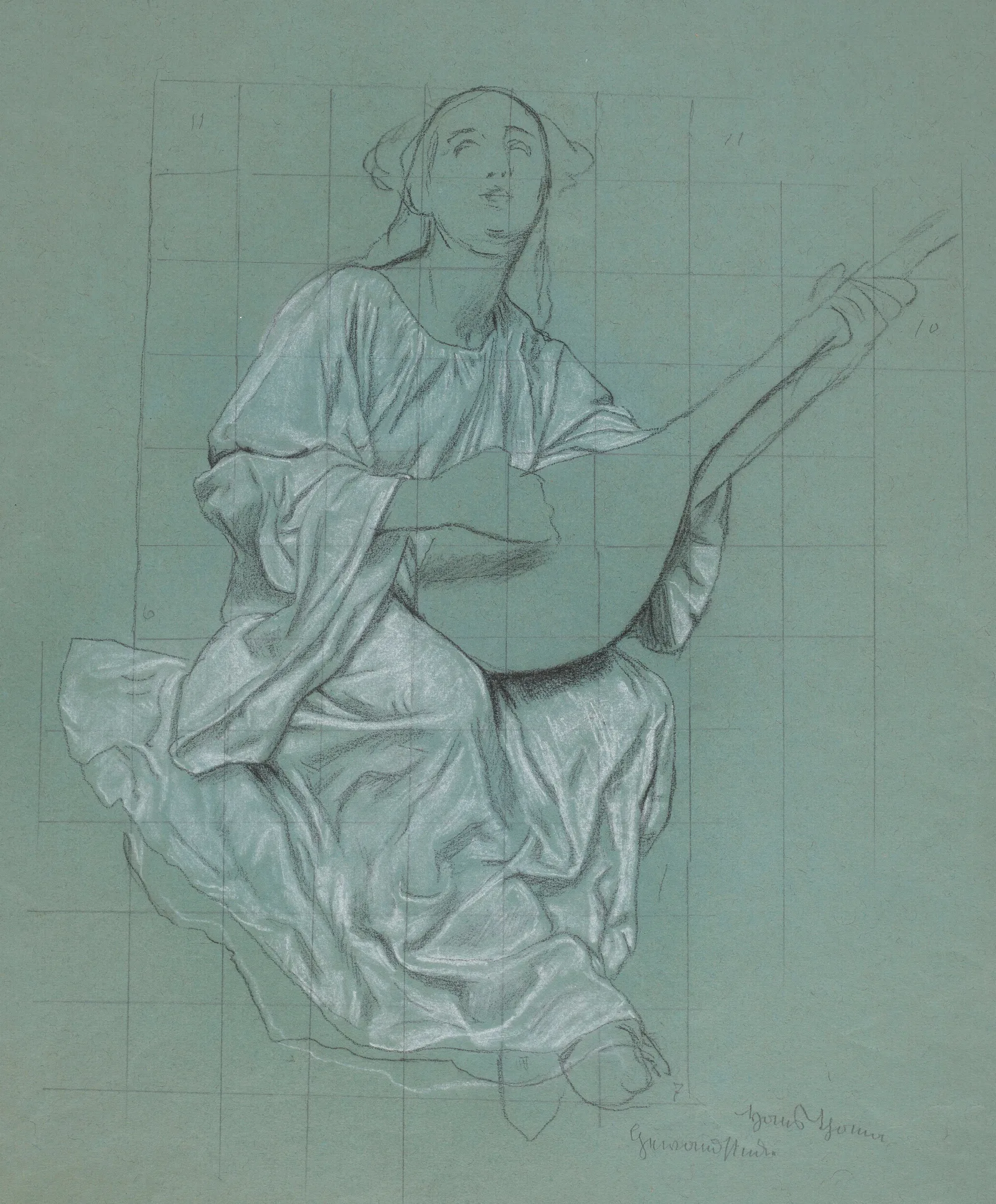 Female Lute Player 2 Wall Art by Hans Thoma - Canvas Print