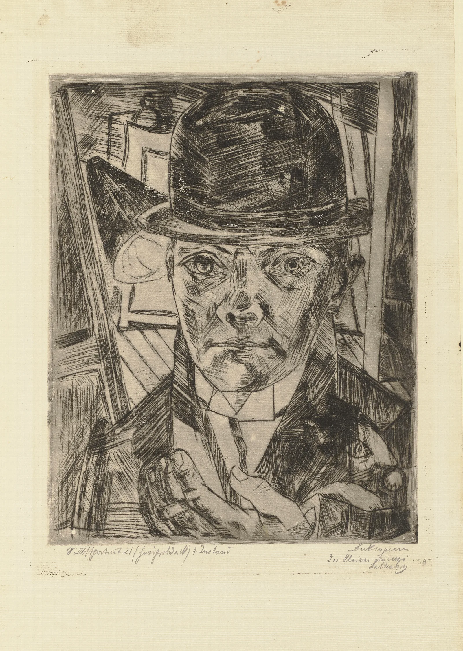 Self Portrait In Bowler Hat Wall Art by Max Beckmann - Canvas Print