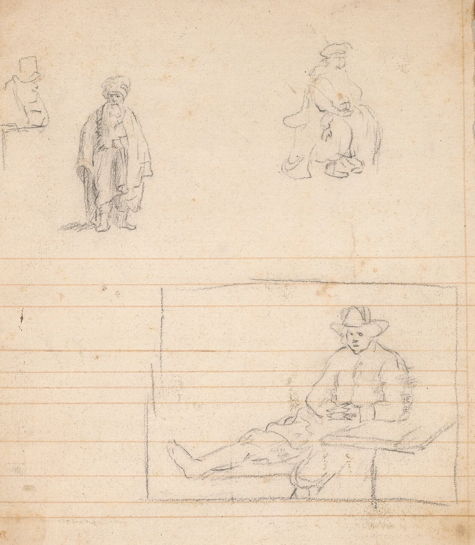 Four Sketches Of Man Wall Art by Sir Joshua Reynolds - Canvas Print