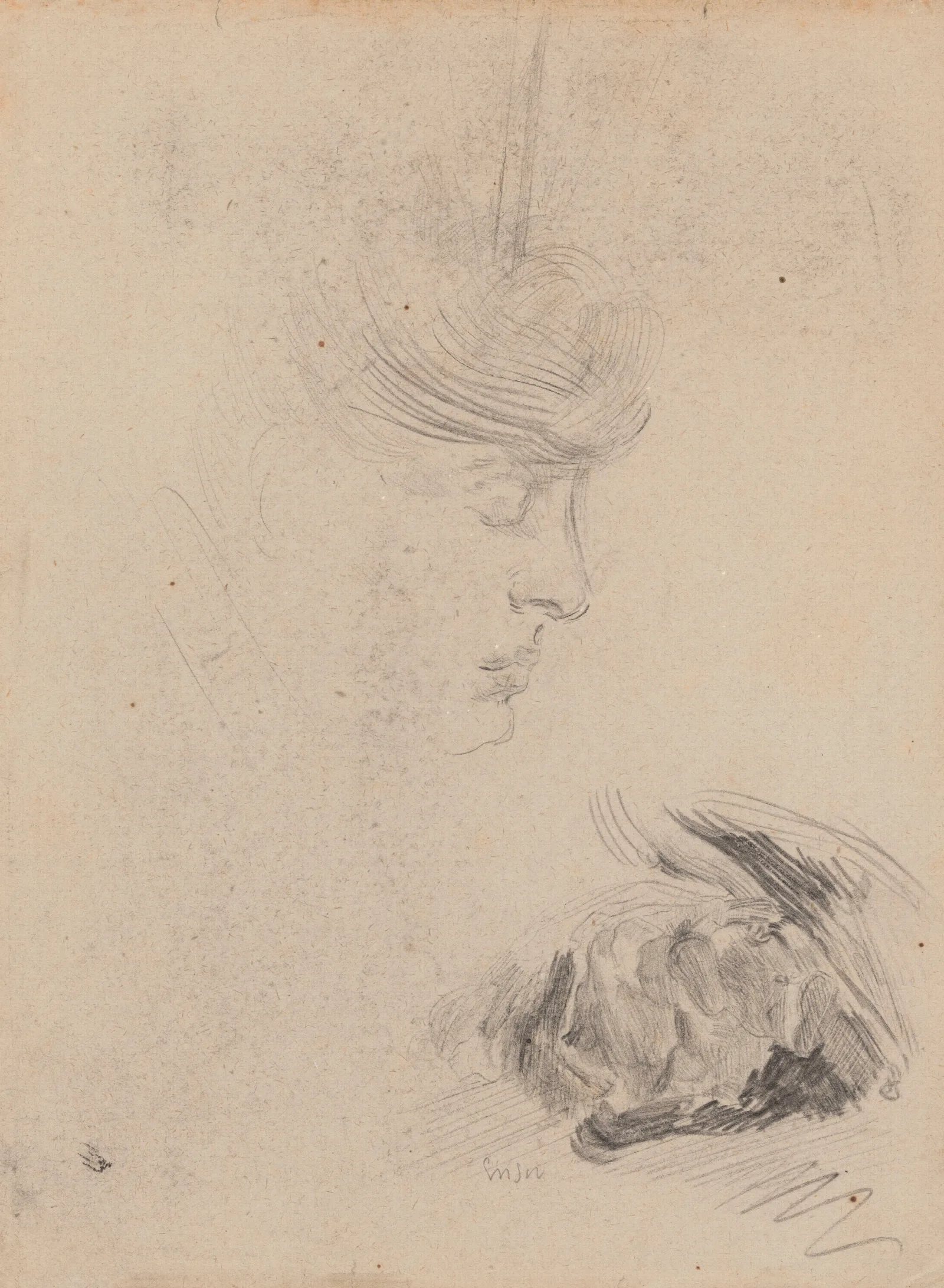 The Artists Sister Mitche And Figure Wall Art by James Ensor - Canvas Print