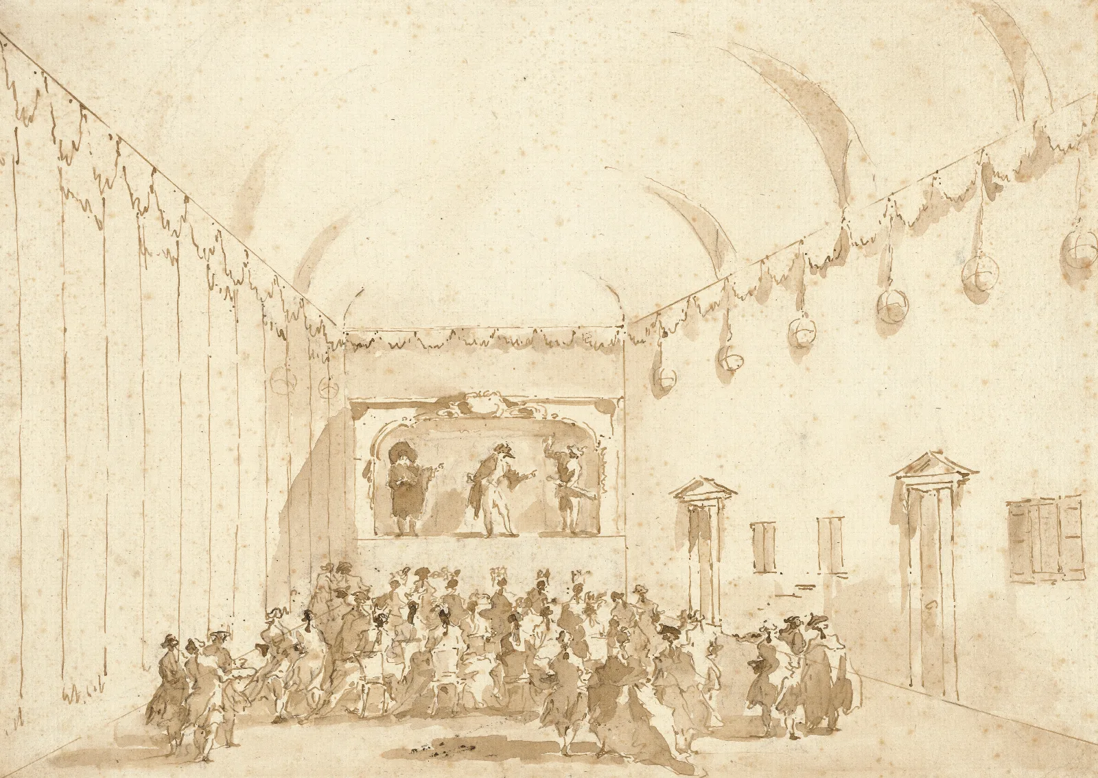 A Theatrical Performance Wall Art by Francesco Guardi - Canvas Print