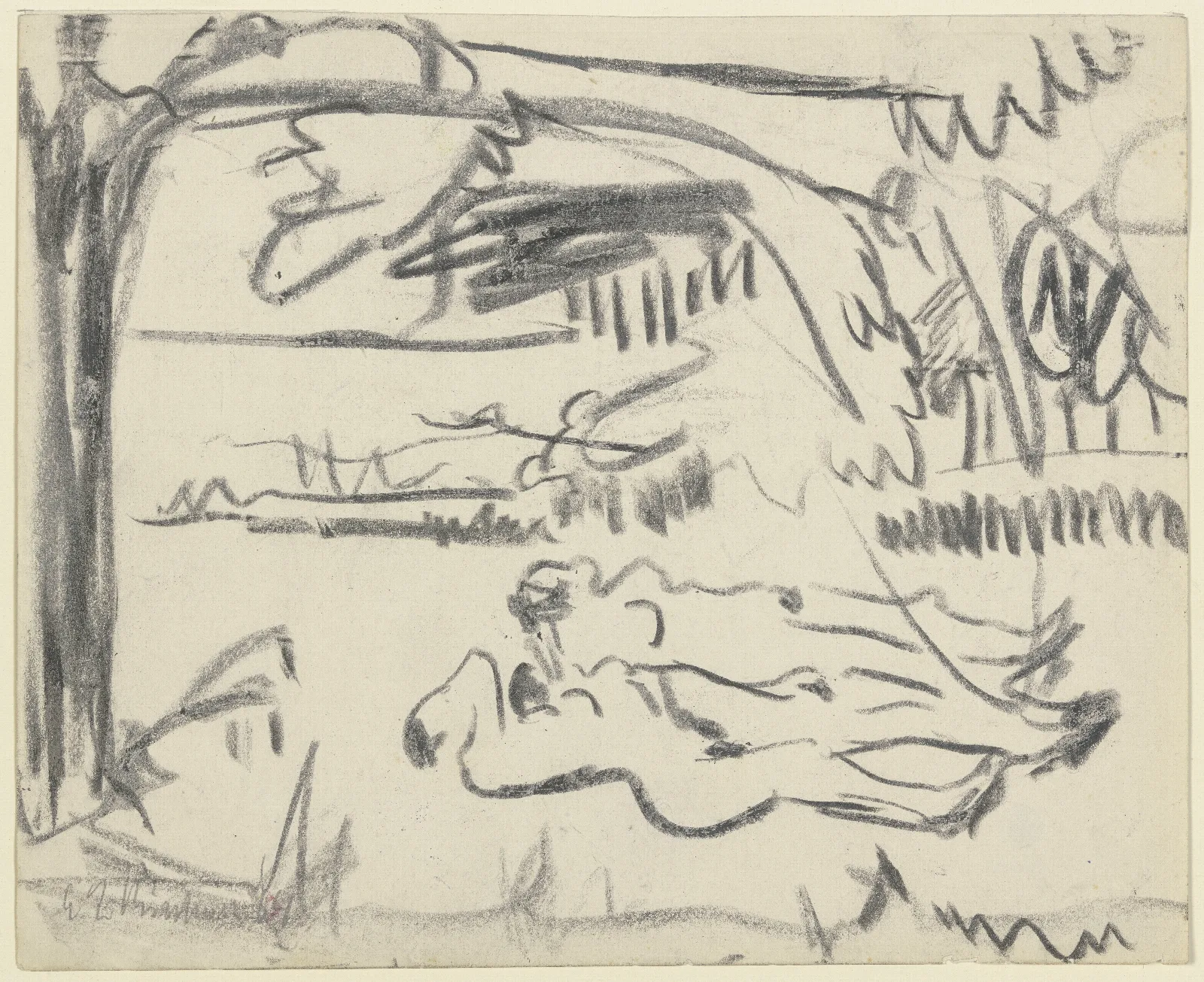Drei Liegende Weibliche Akte Im Freien Wall Art by Ernst Ludwig Kirchner - Canvas Print