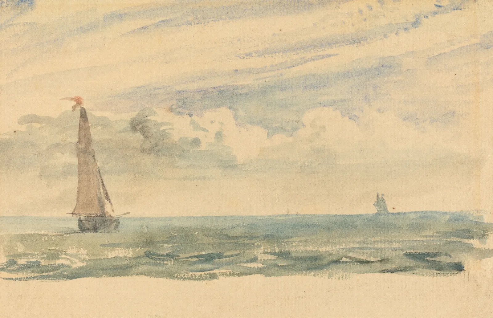 A Seascape With Two Sail Boats Wall Art by John Constable - Canvas Print