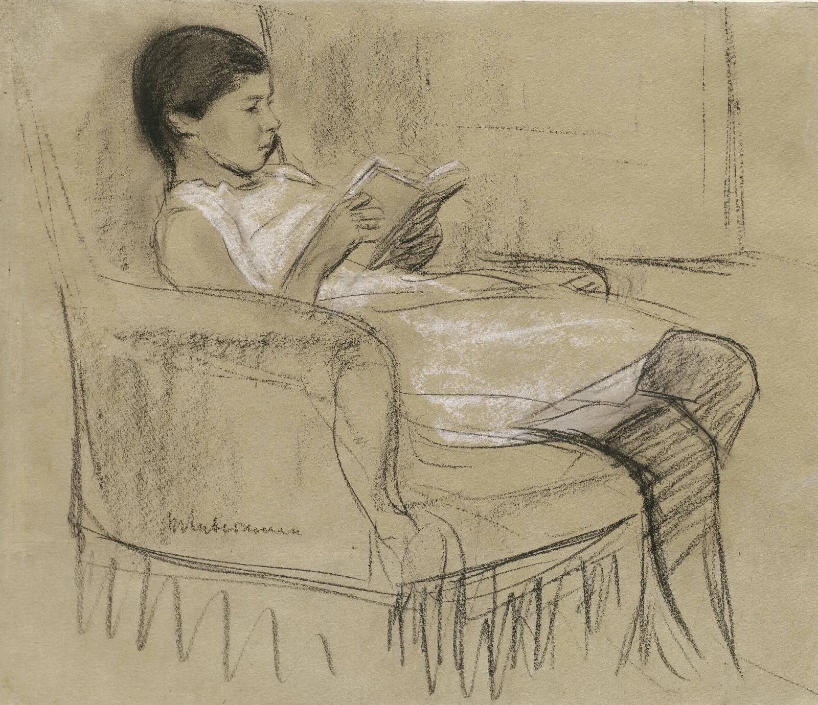 The Artists Daughter Kathe Reading In A Chair Wall Art by Max Liebermann - Canvas Print