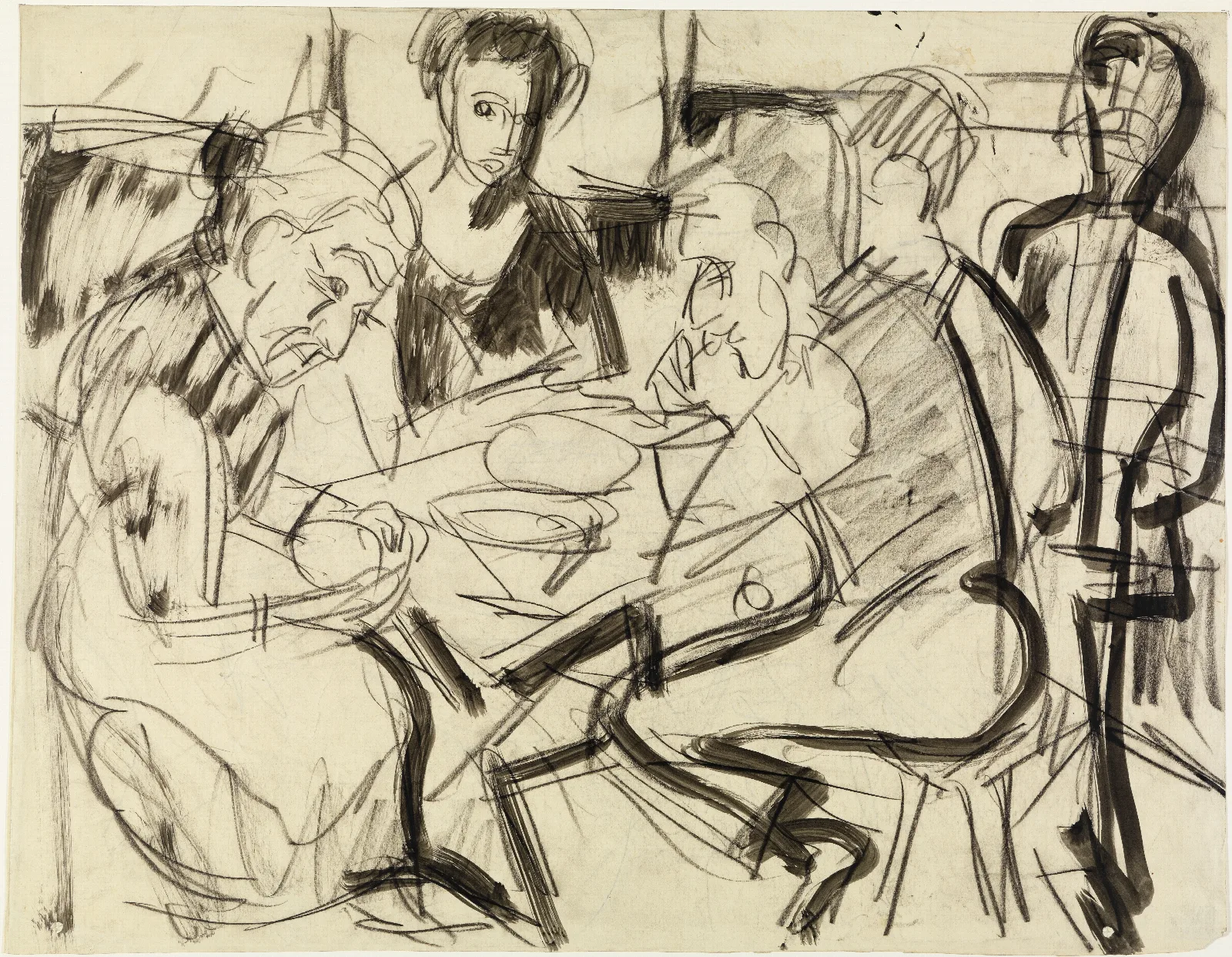 Bauernfamilie Am Tisch Wall Art by Ernst Ludwig Kirchner - Canvas Print
